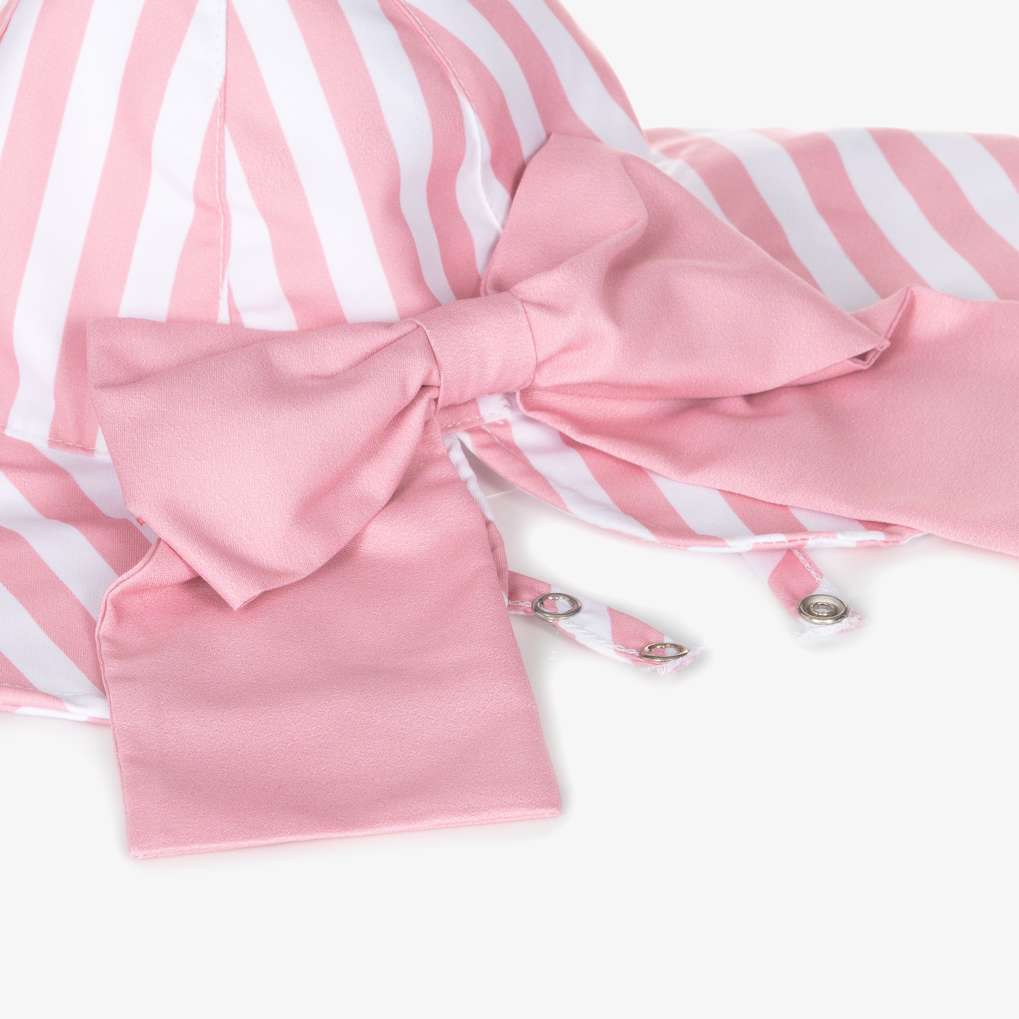 Girls White & Pink Striped Sun Hat - View 3