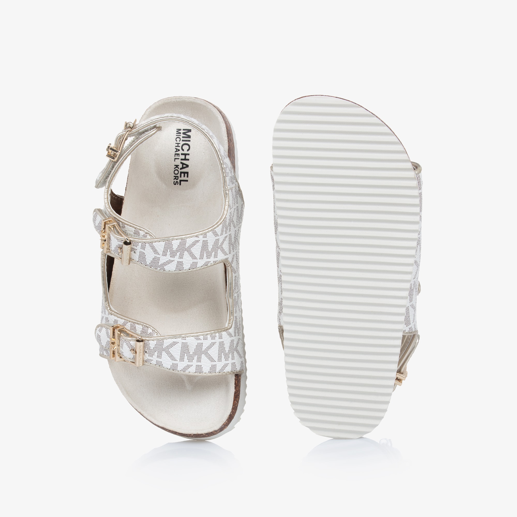 Girls Ivory Faux Leather Sandals - View 3
