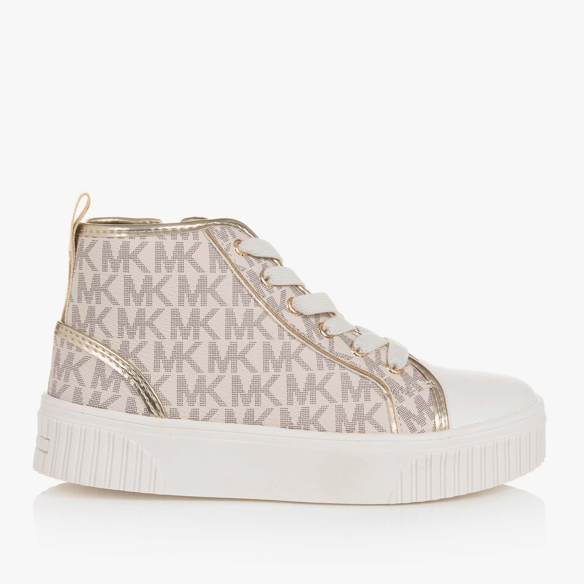 Girls White & Gold High-Top Trainers - View 4