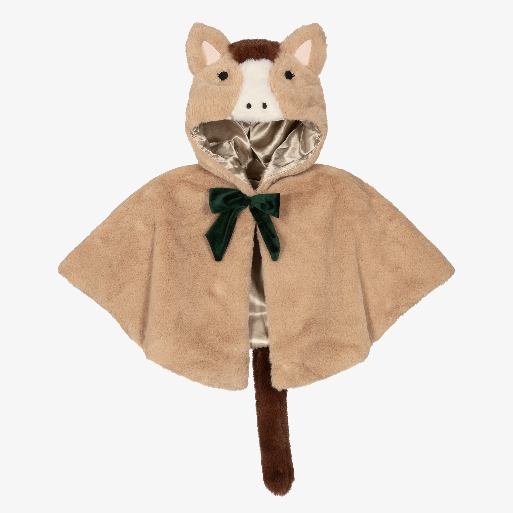 Girls Brown Faux Fur Horse Cape - View 1