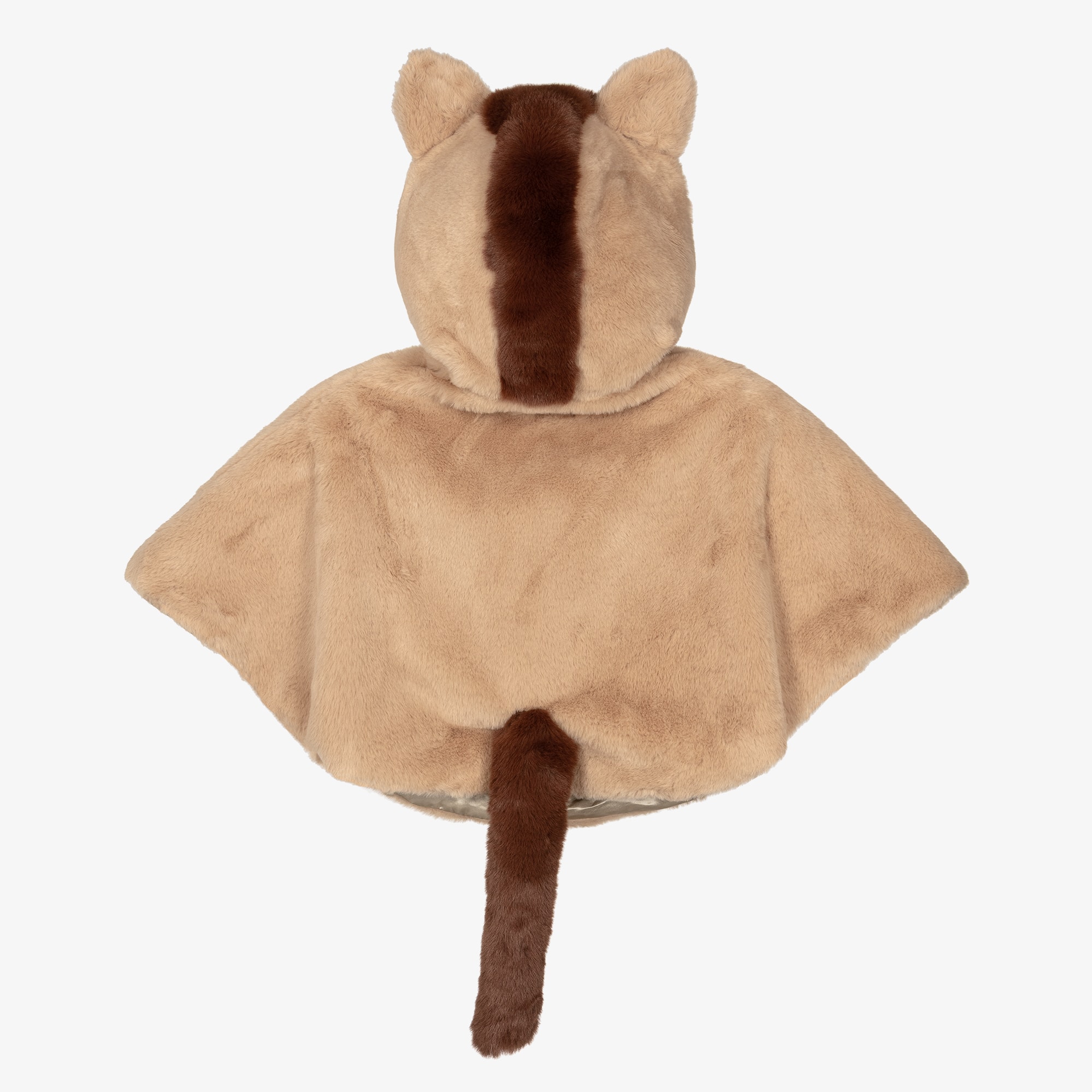 Girls Brown Faux Fur Horse Cape - View 3