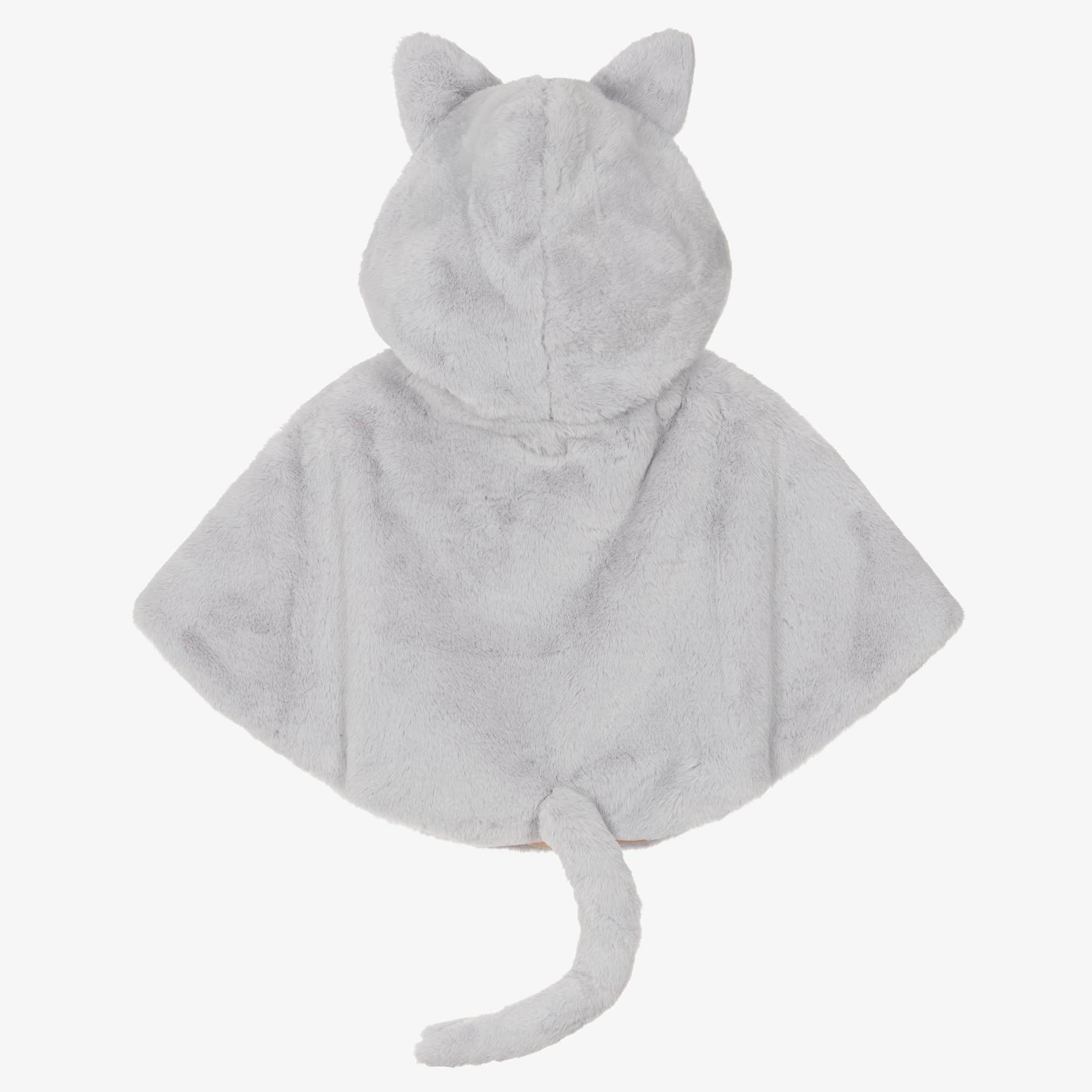 Girls Grey Faux Fur Cat Cape - View 3
