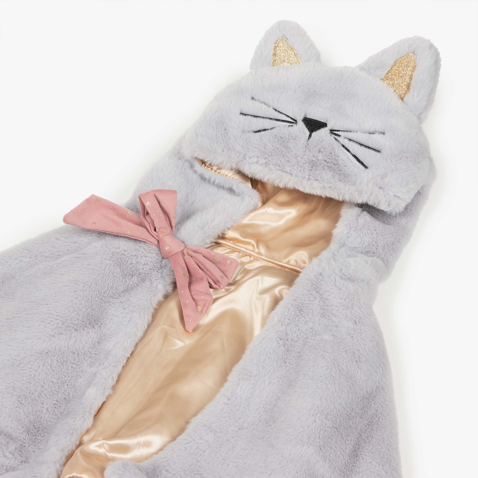 Girls Grey Faux Fur Cat Cape - View 5