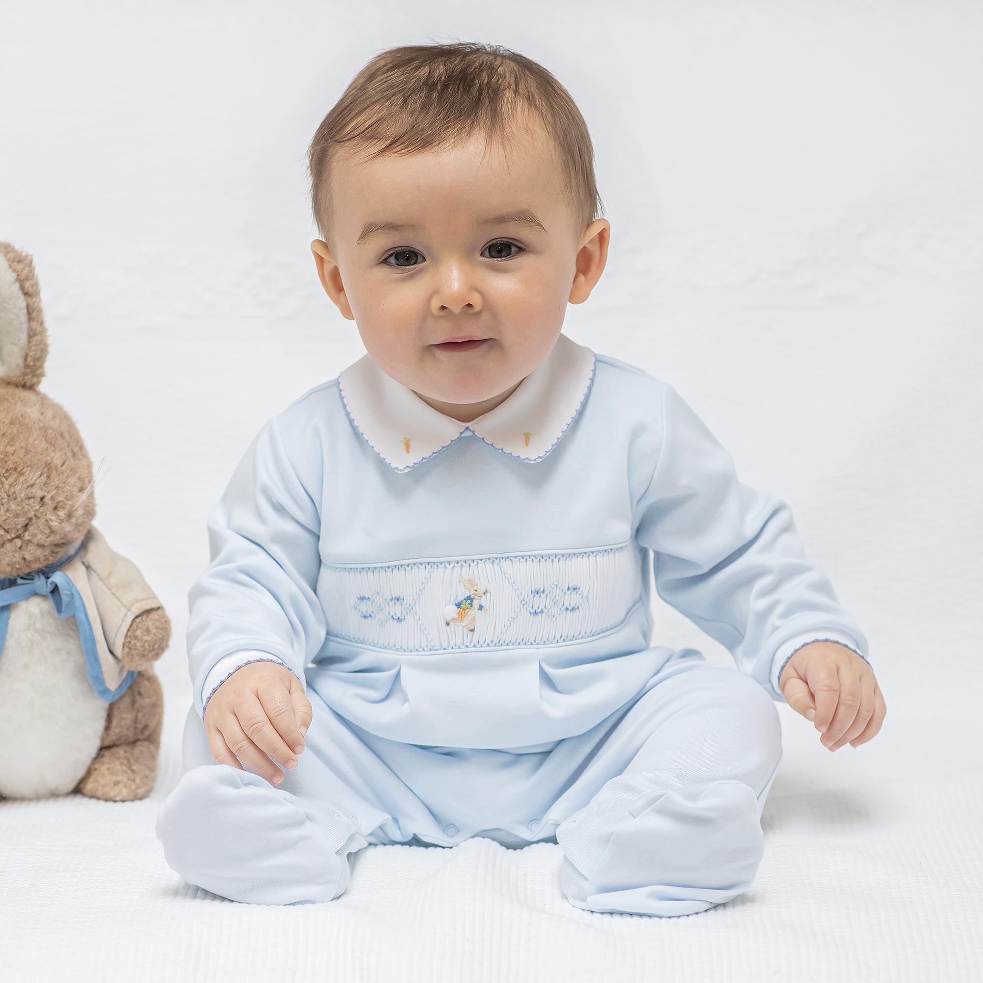 Boys Blue Peter Rabbit & Co Babygrow - View 2