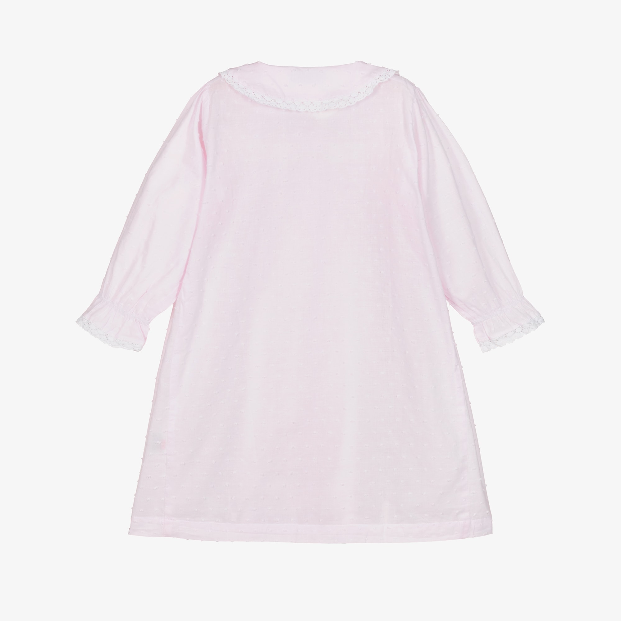 Girls Ivory Cotton Smocked Dressing Gown - View 3