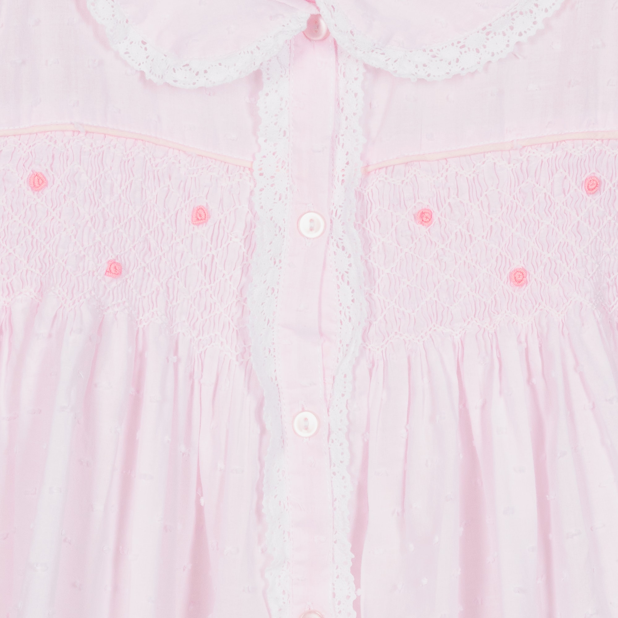 Girls Ivory Cotton Smocked Dressing Gown - View 4