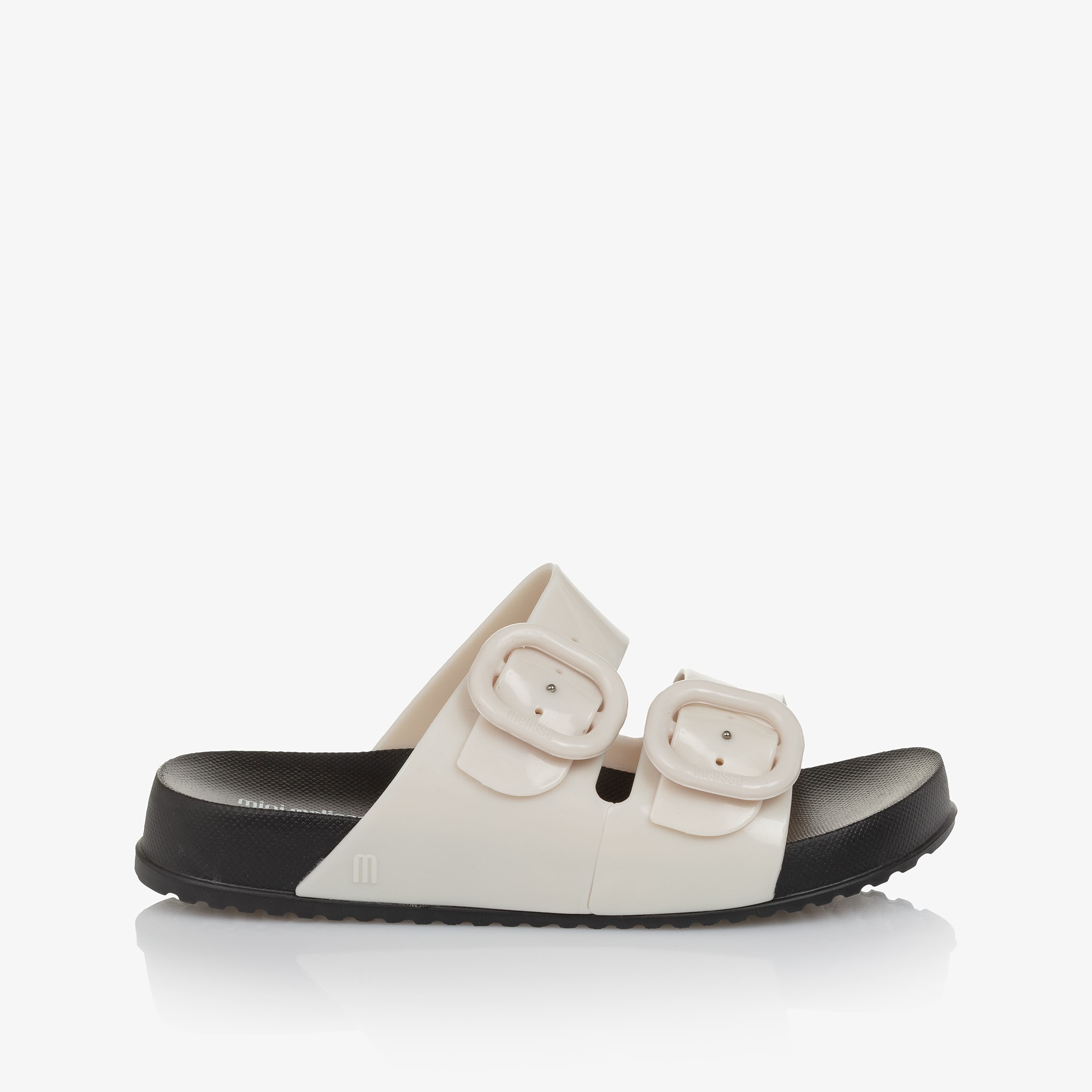 Girls Pale Beige & Black Jelly Sliders - View 4