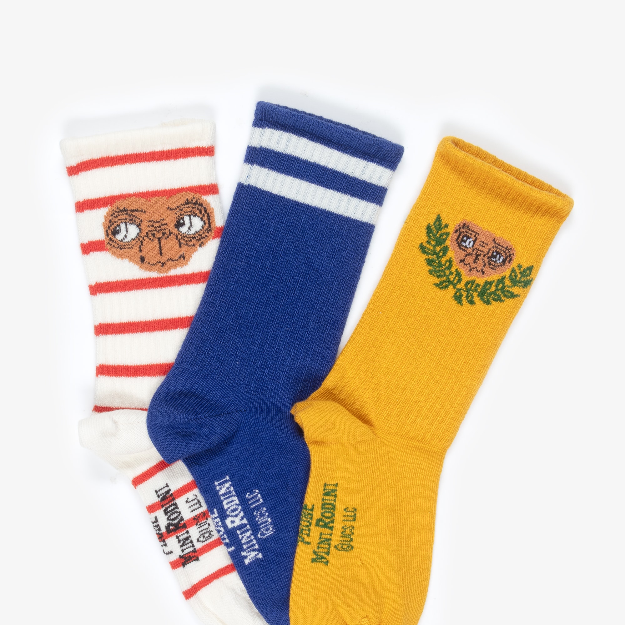 Blue, Yellow & Red Stripe E.T. Cotton Socks (3 Pack) - View 4