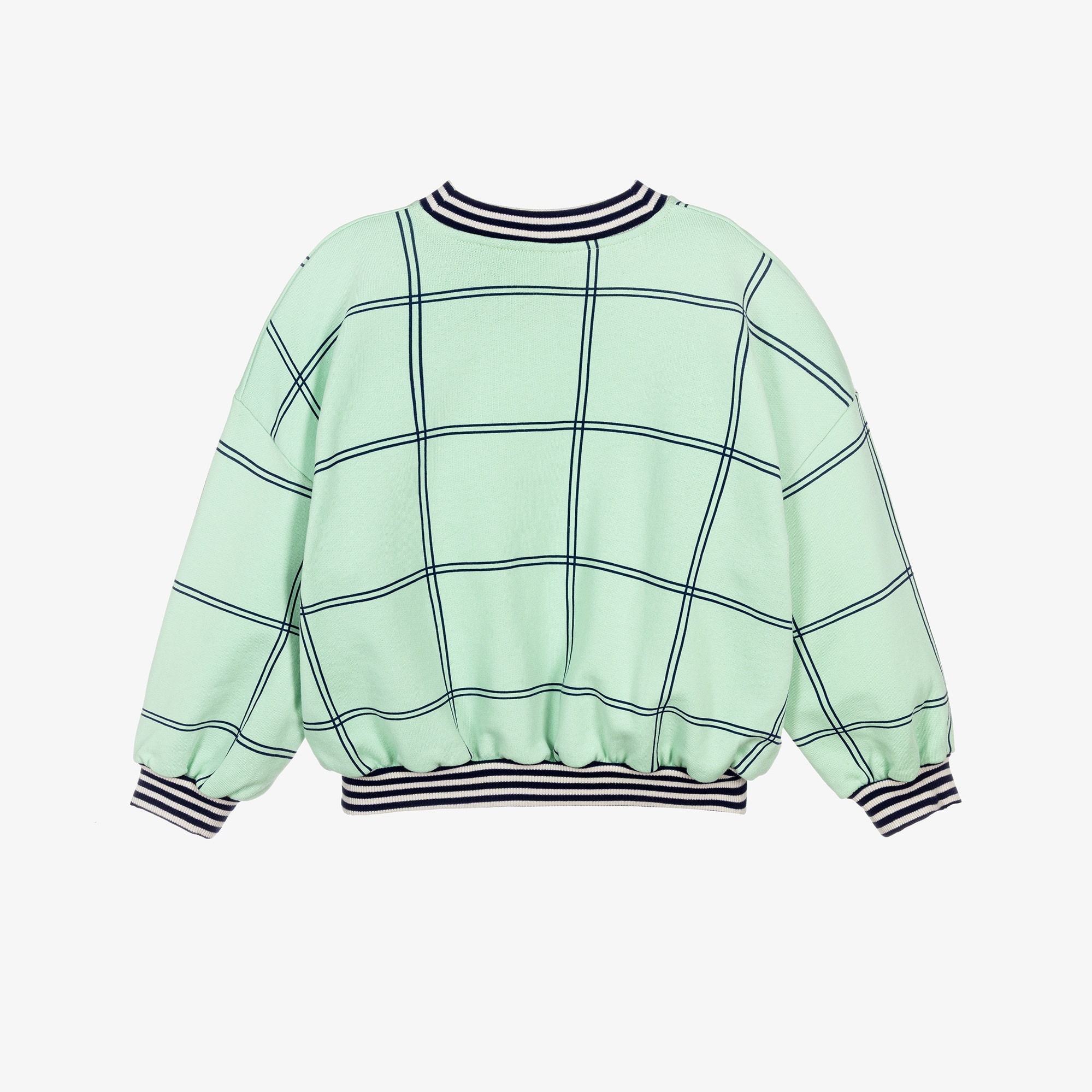 Boys Green Organic Cotton Sweatshirt with V-Neck - View 2