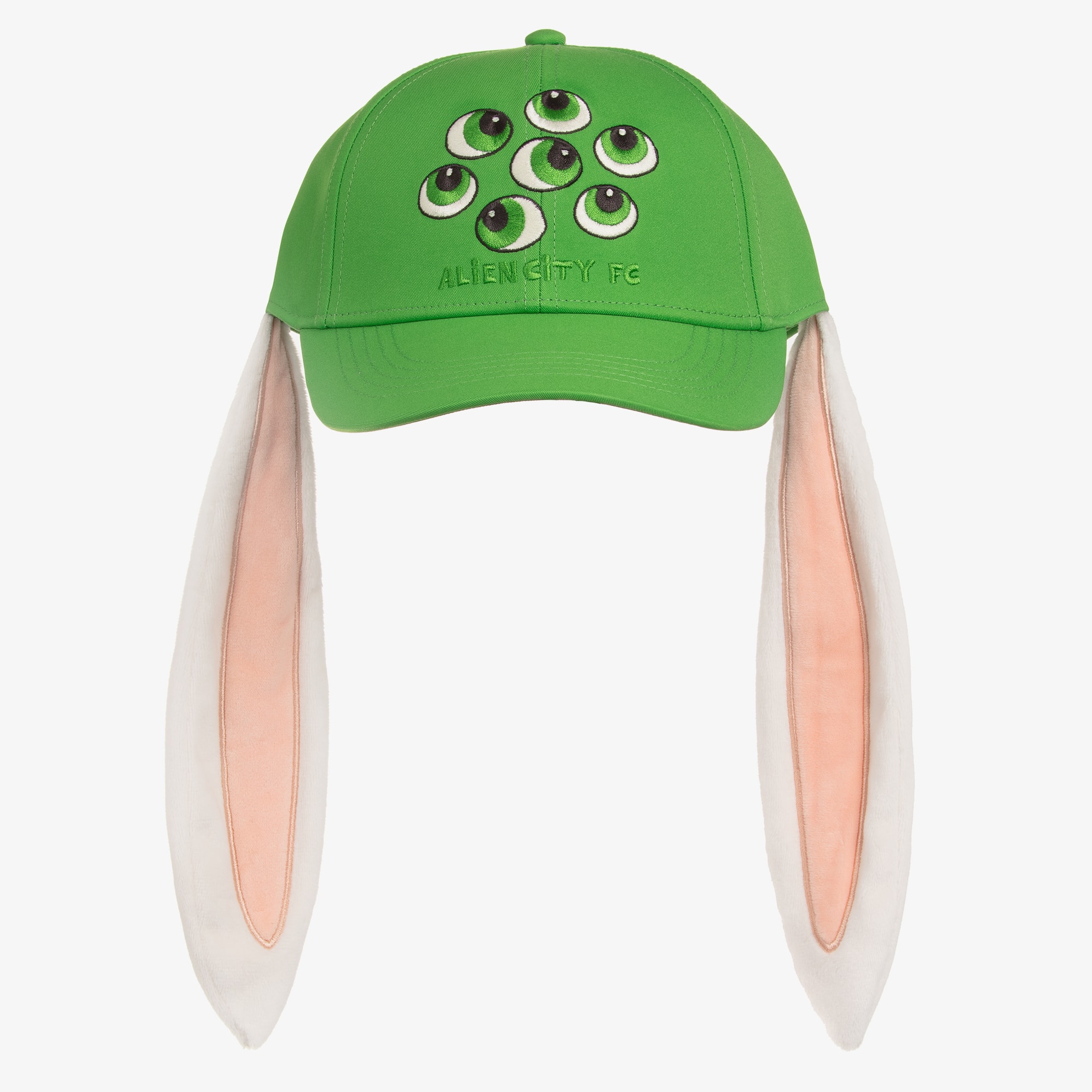 Girls Green Alien Bunny Baseball Cap with Long Ears - View 3