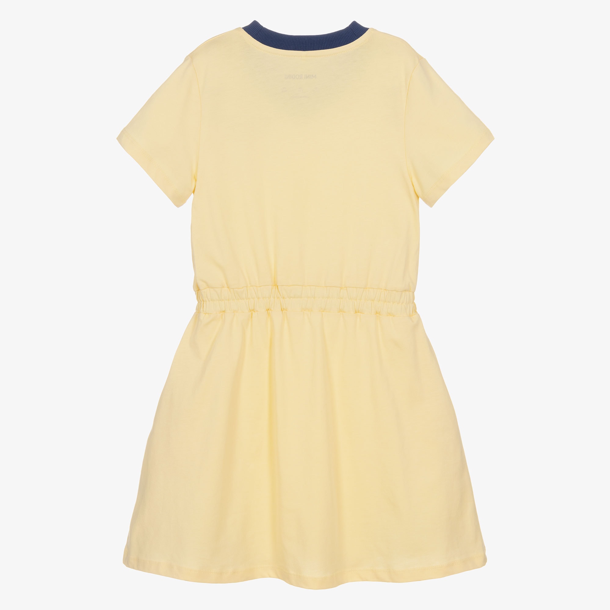 Girls Pale Yellow Cotton Dress with Table Tennis Print - View 3