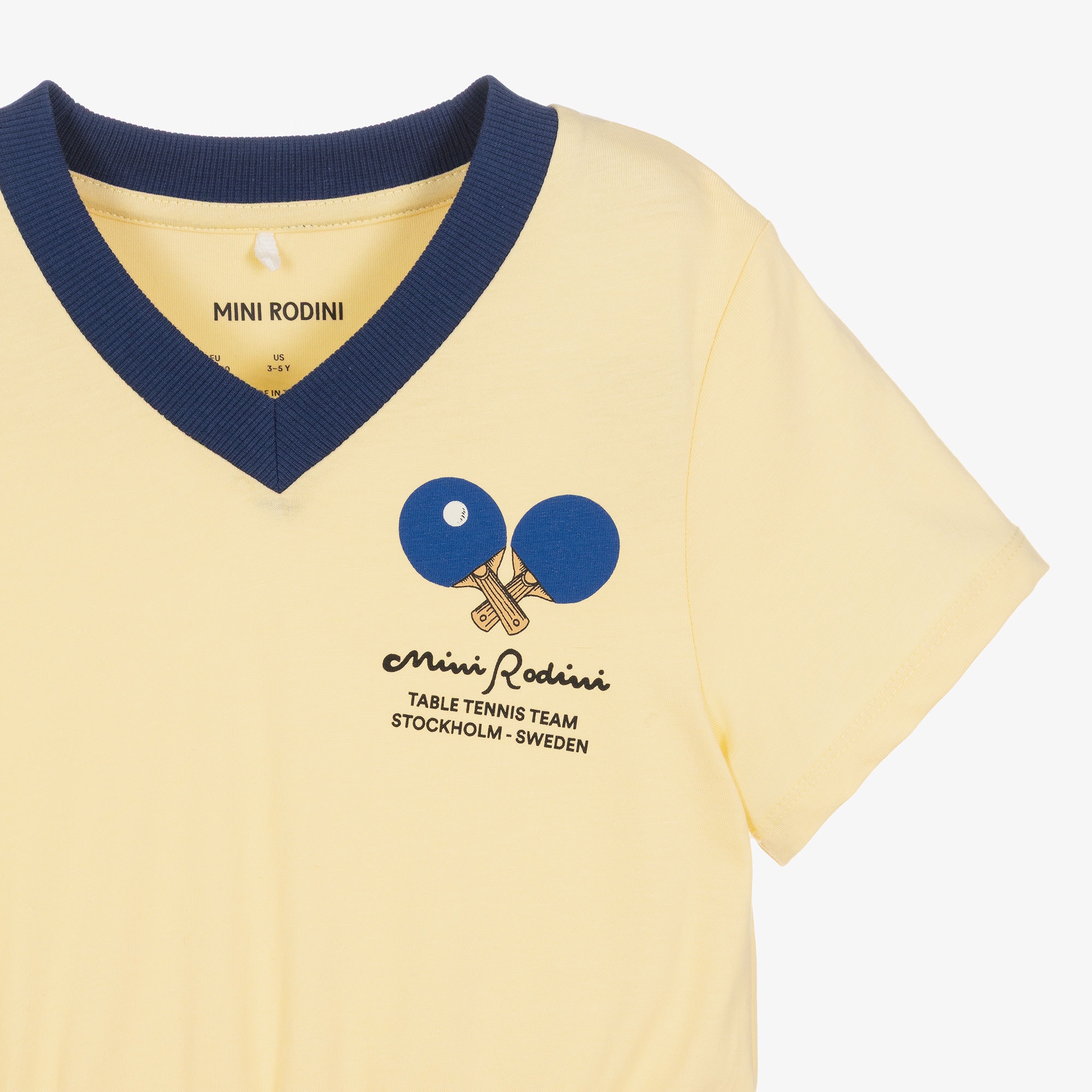 Girls Pale Yellow Cotton Dress with Table Tennis Print - View 4