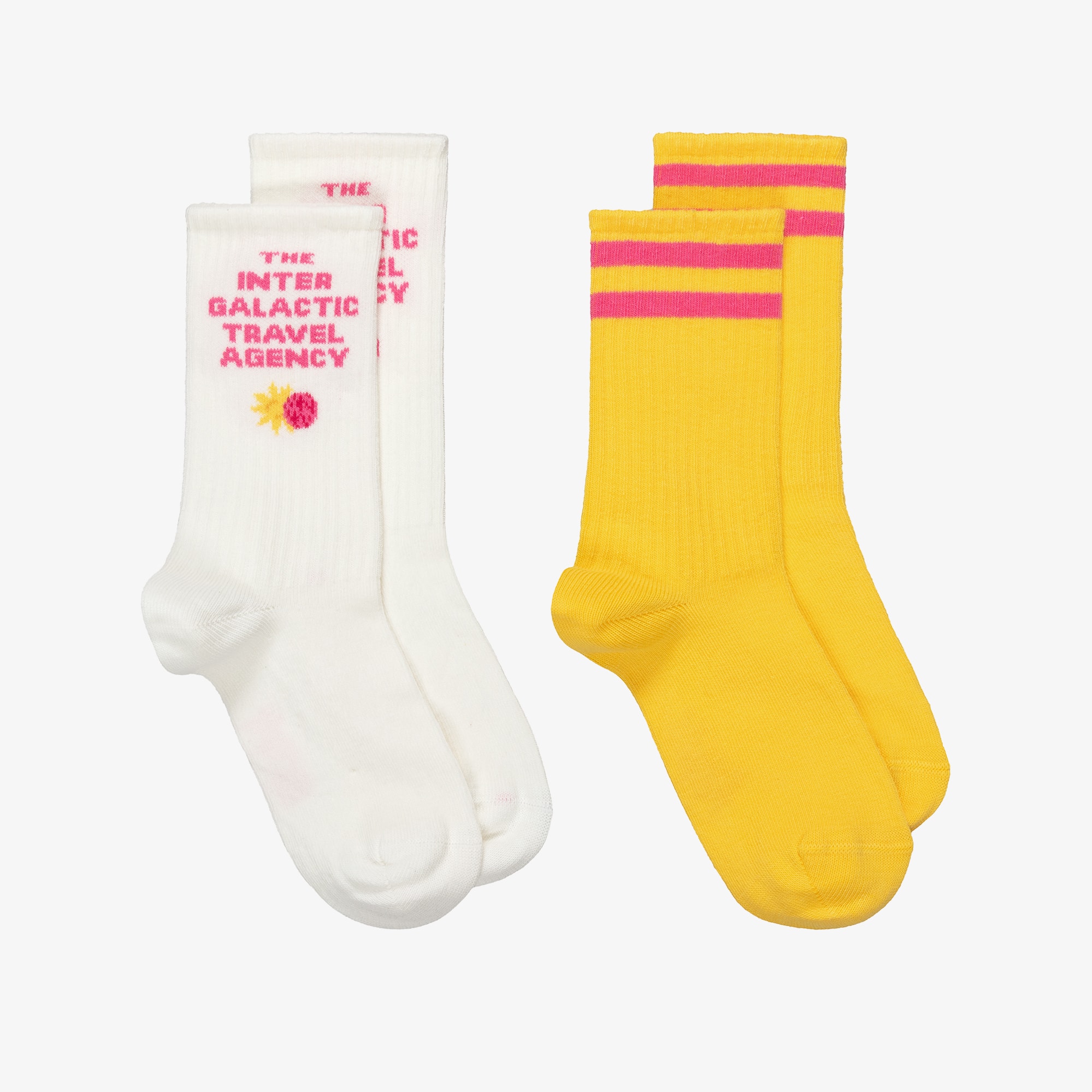Girls Yellow & Ivory Galaxy-Themed Socks (2 Pack) - View 1