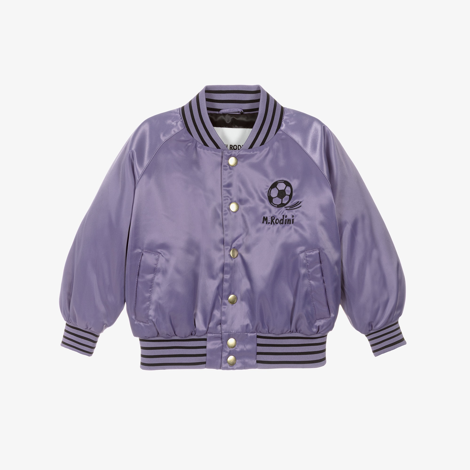 Purple Bomber Jacket with Football Motif - View 1