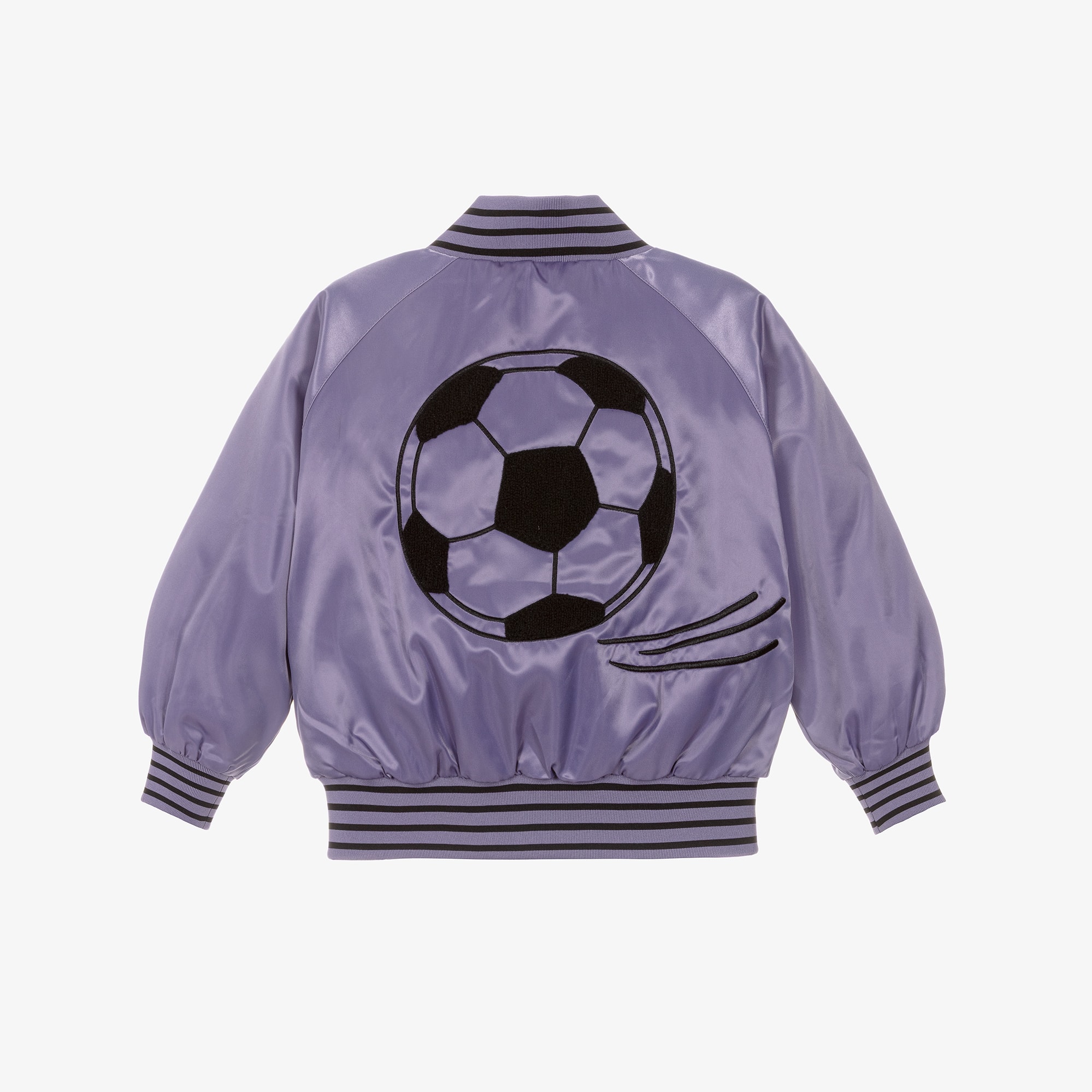 Purple Bomber Jacket with Football Motif - View 3