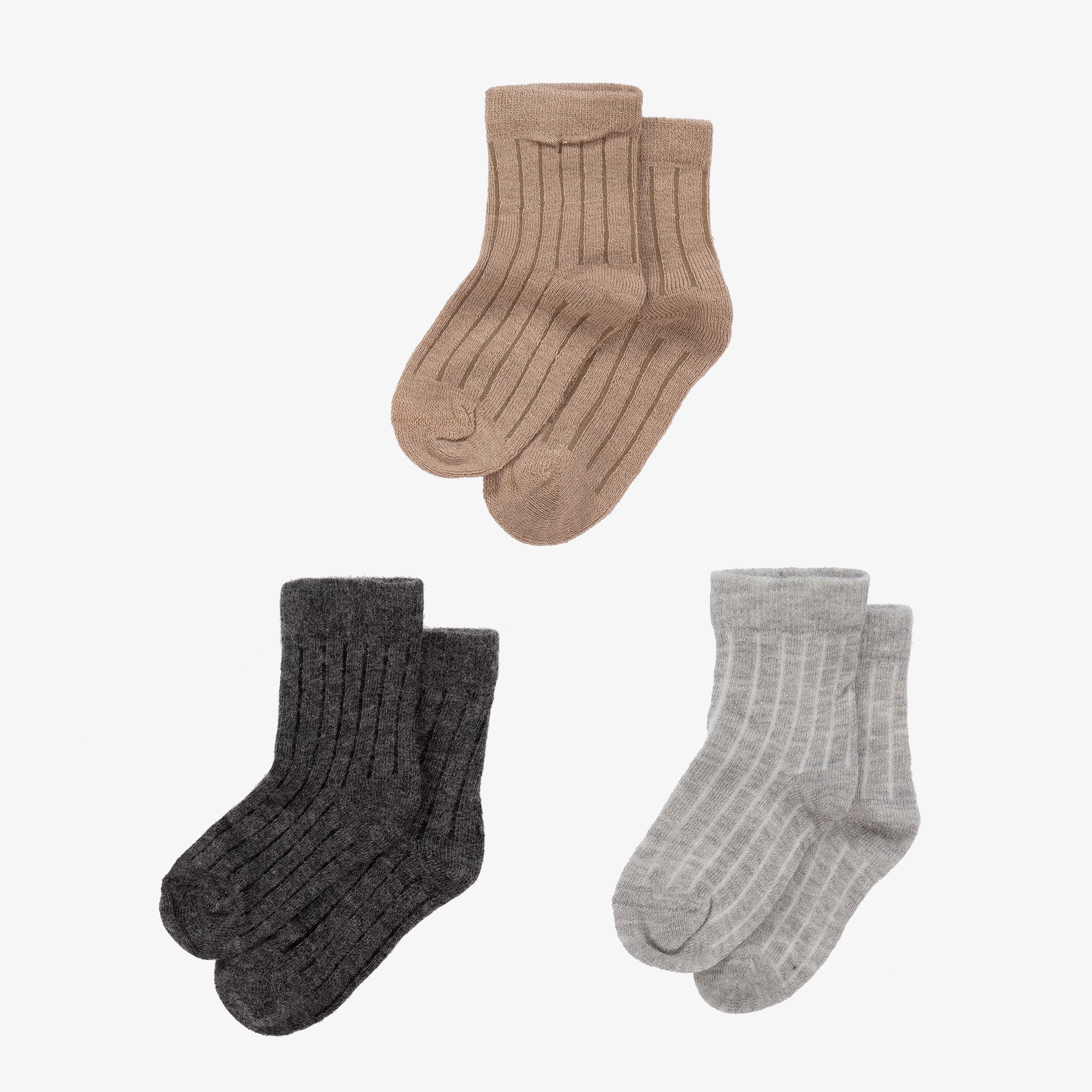 Grey & Beige Socks (3 Pack) - View 2