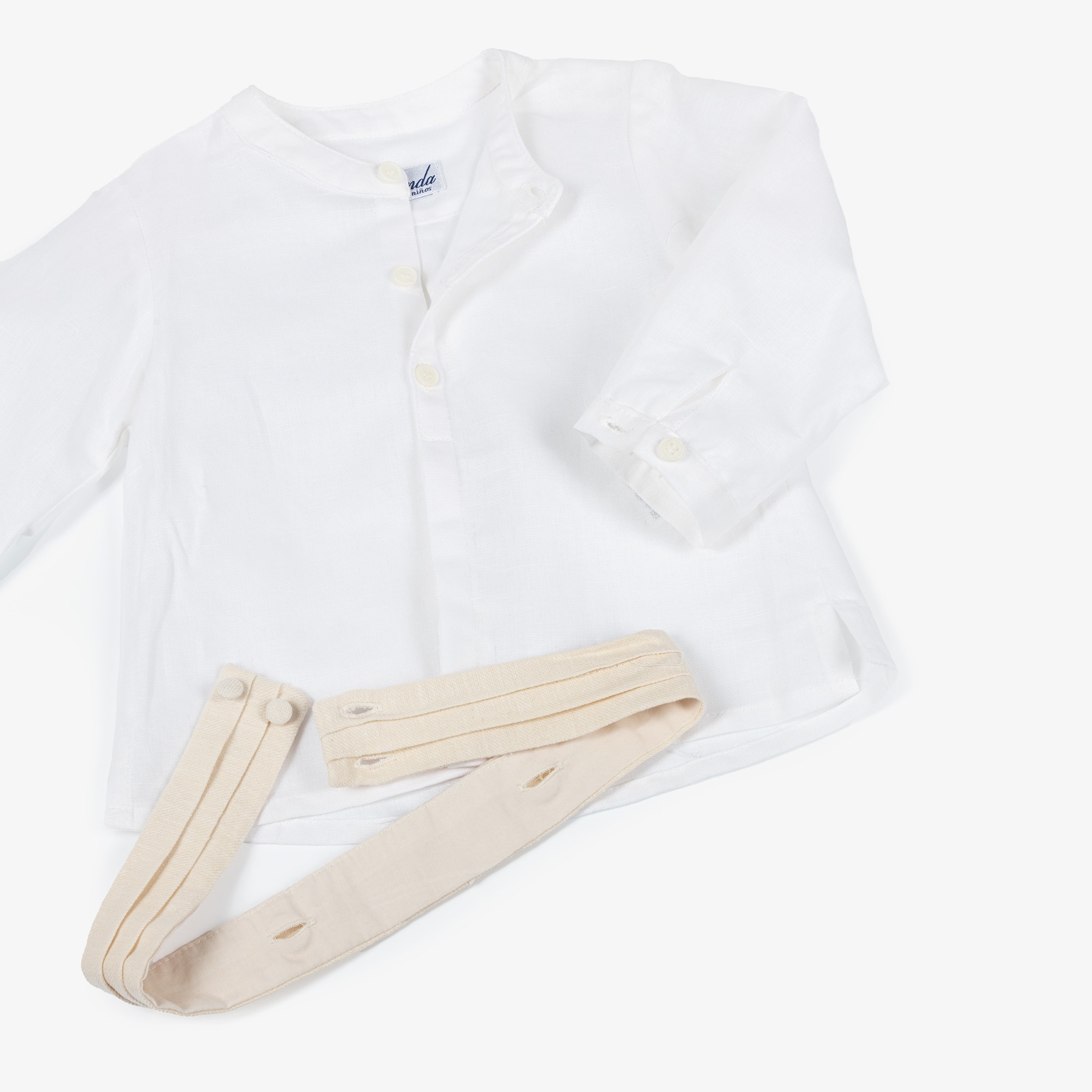 Baby Boys Ivory Linen & Cotton Shirt & Shorts Set - View 4