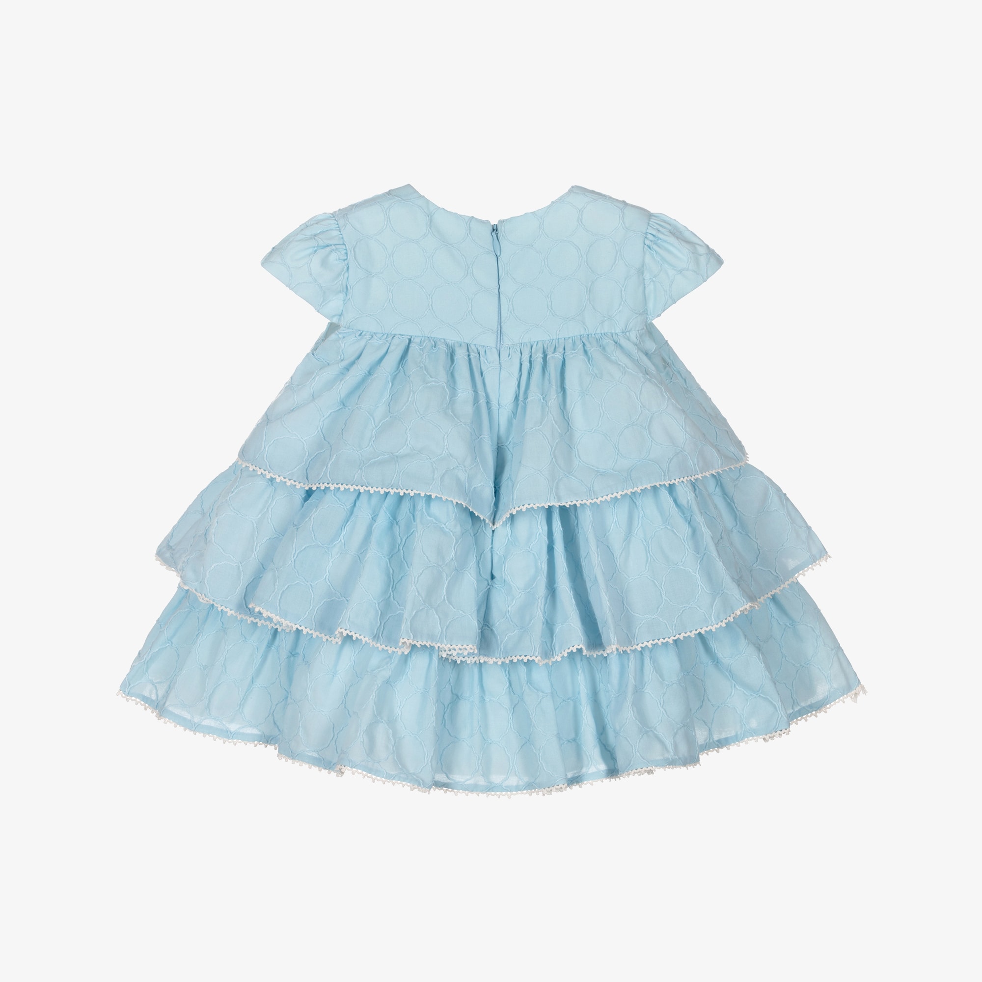 Baby Girls Embroidered Blue Cotton Dress - View 2