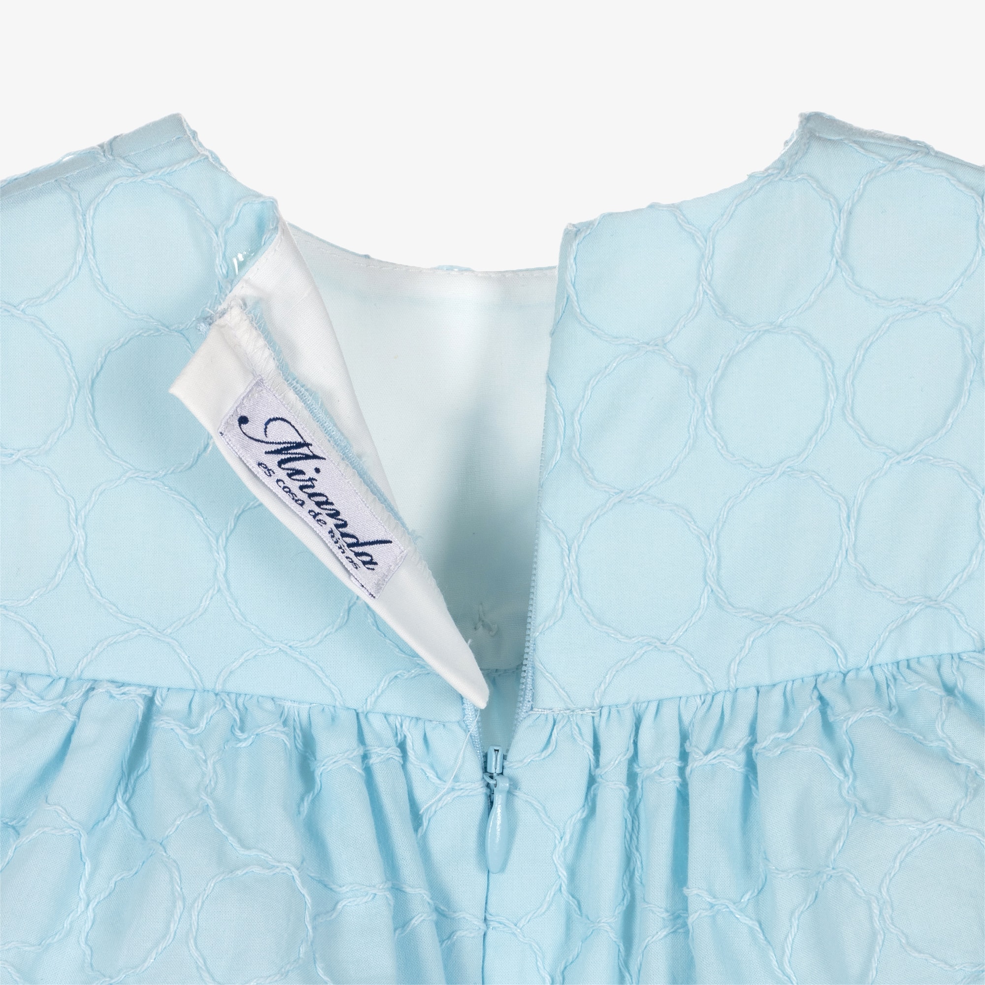 Baby Girls Embroidered Blue Cotton Dress - View 4