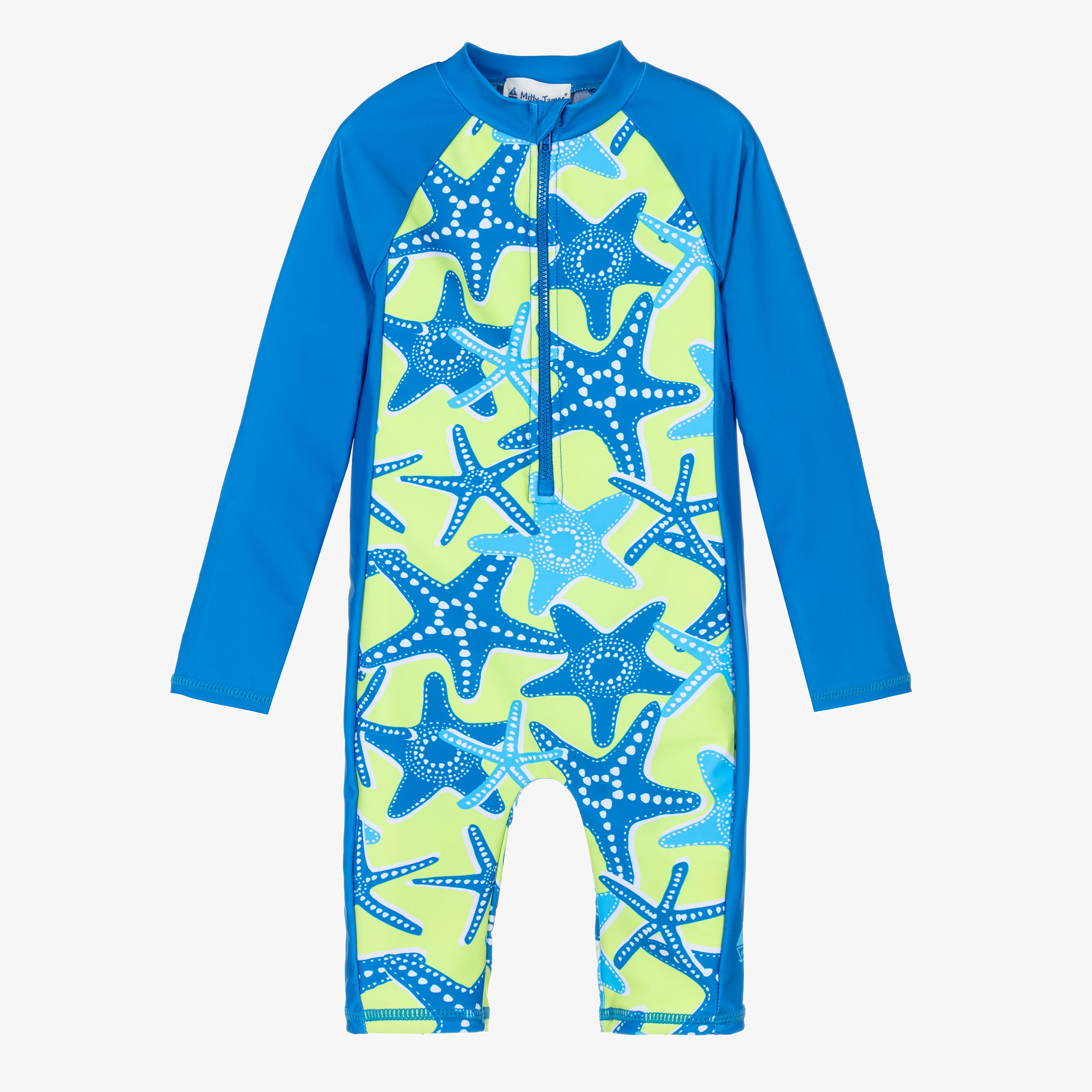 Boys Blue & Green Starfish Print Sun Suit (UPF50+) - View 1