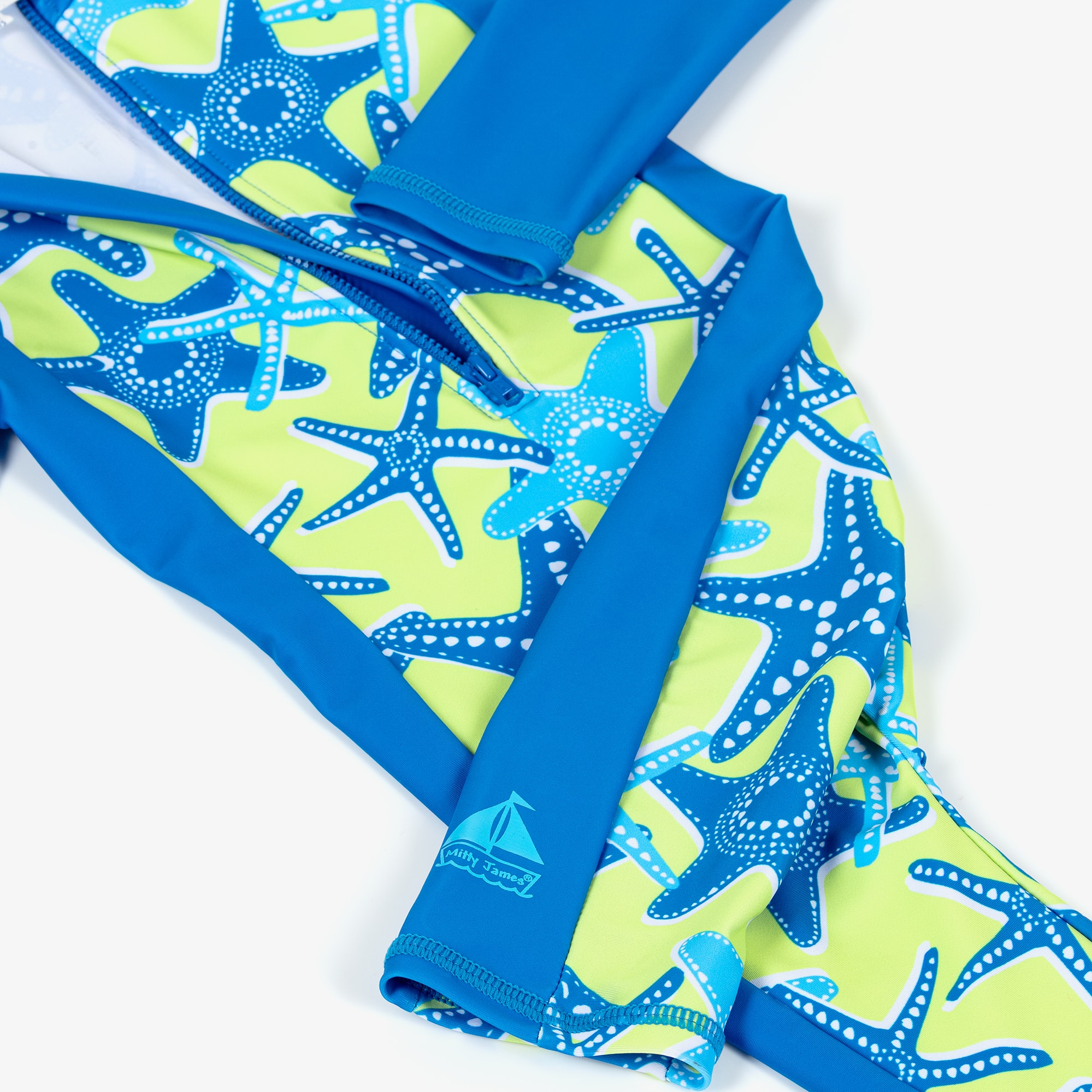 Boys Blue & Green Starfish Print Sun Suit (UPF50+) - View 3