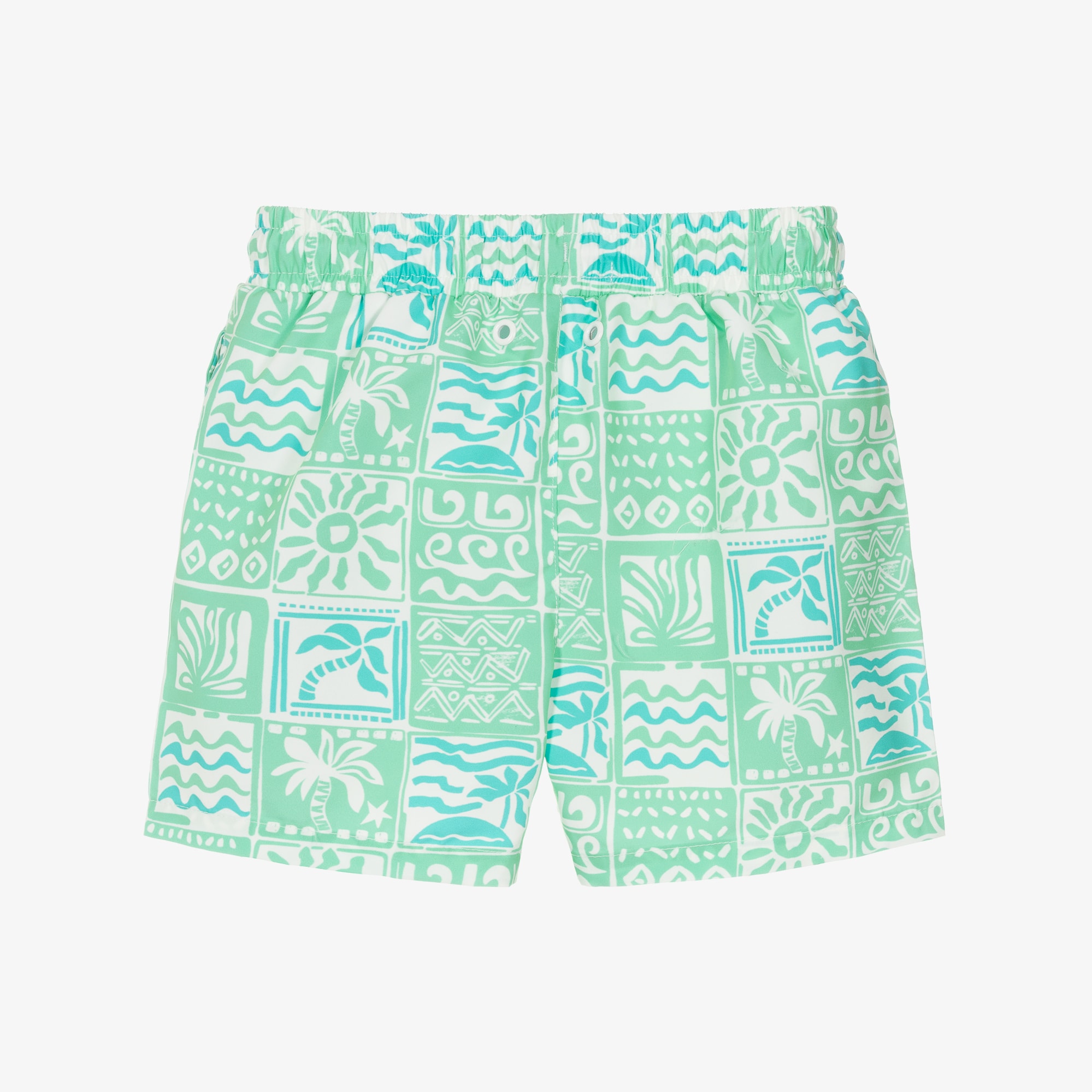 Boys Green Aztec Print Swim Shorts - View 2