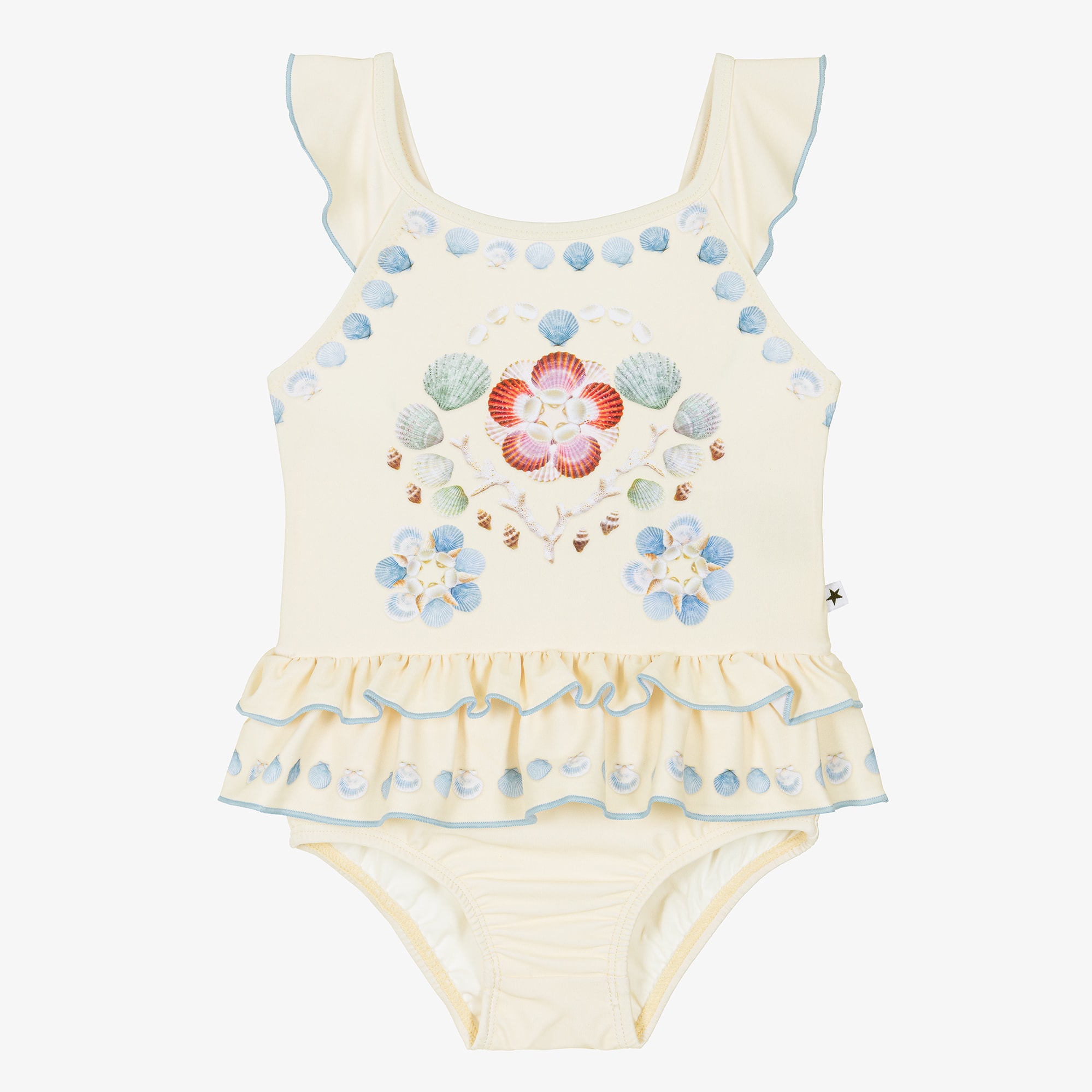 Baby Girls Ivory Shell Print Swimsuit (UPF50+) - View 1