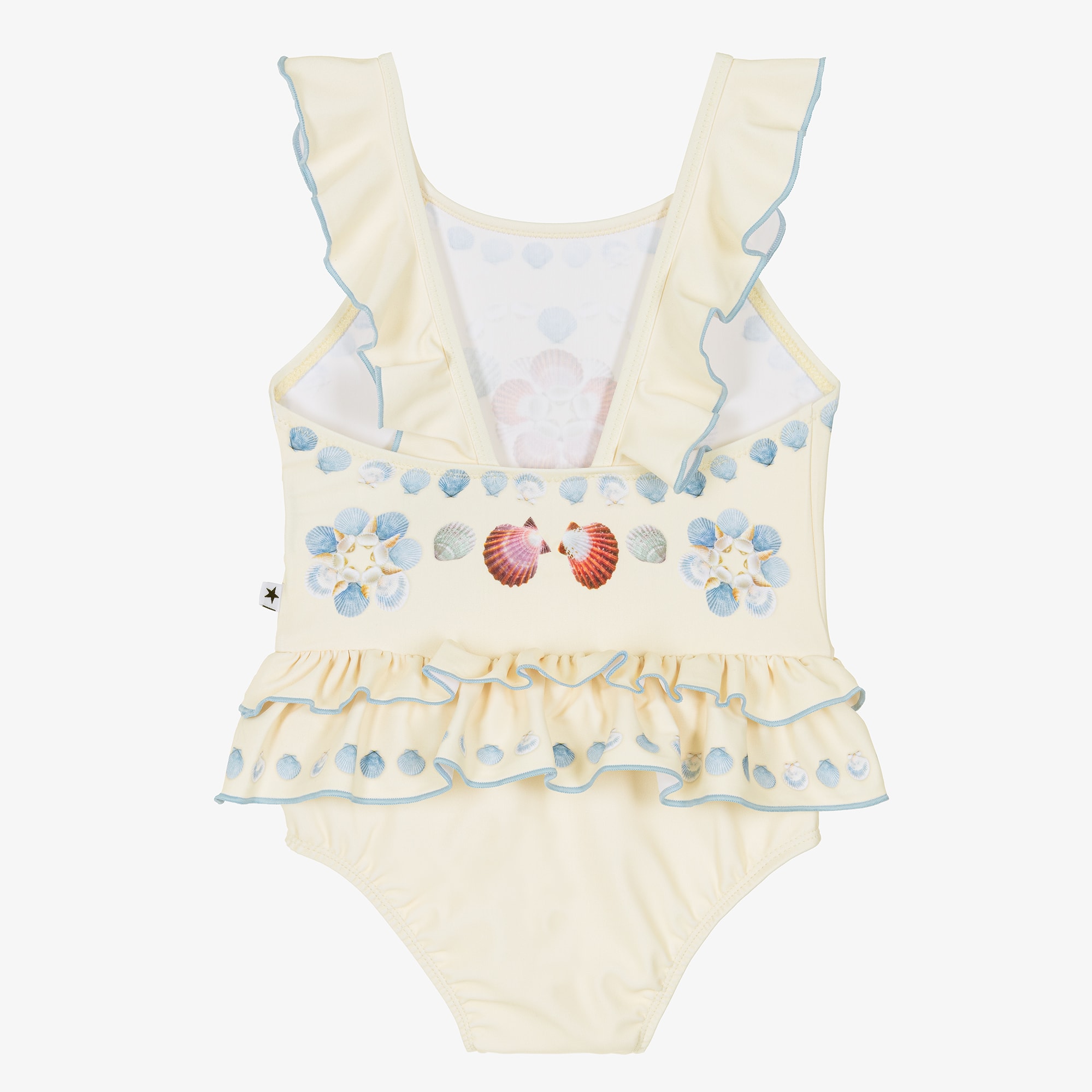 Baby Girls Ivory Shell Print Swimsuit (UPF50+) - View 3