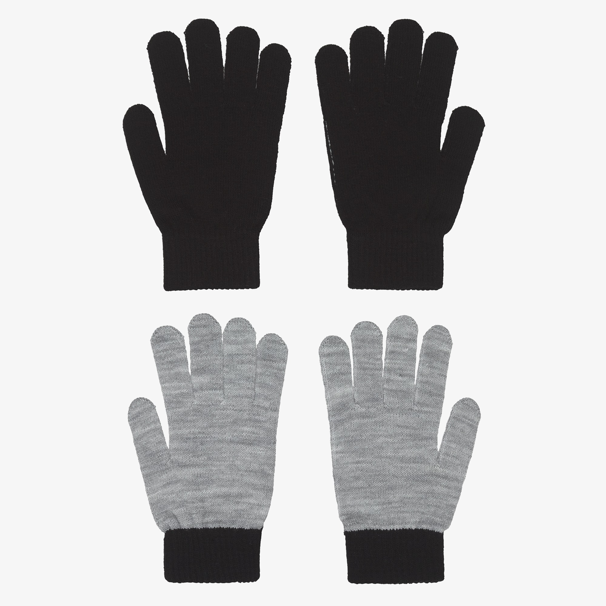 Black & Grey Knitted Smiling Face Gloves (2 Pack) - View 2