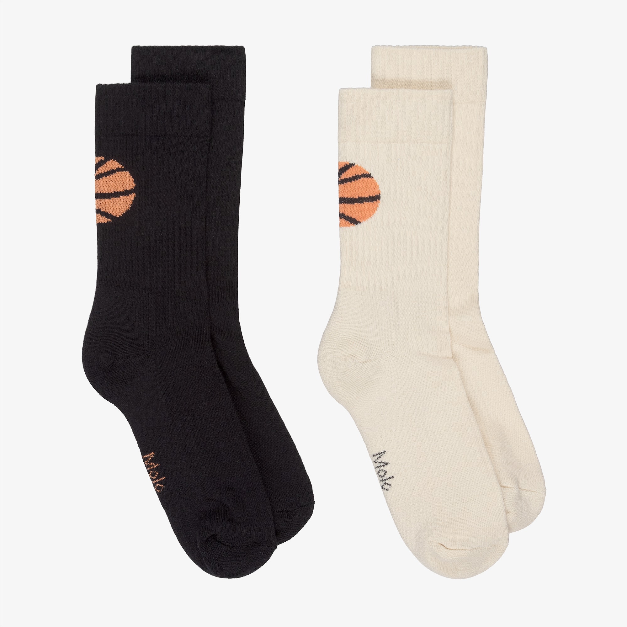 Boys Black & Ivory Cotton Basketball Socks (2 Pack) - View 1