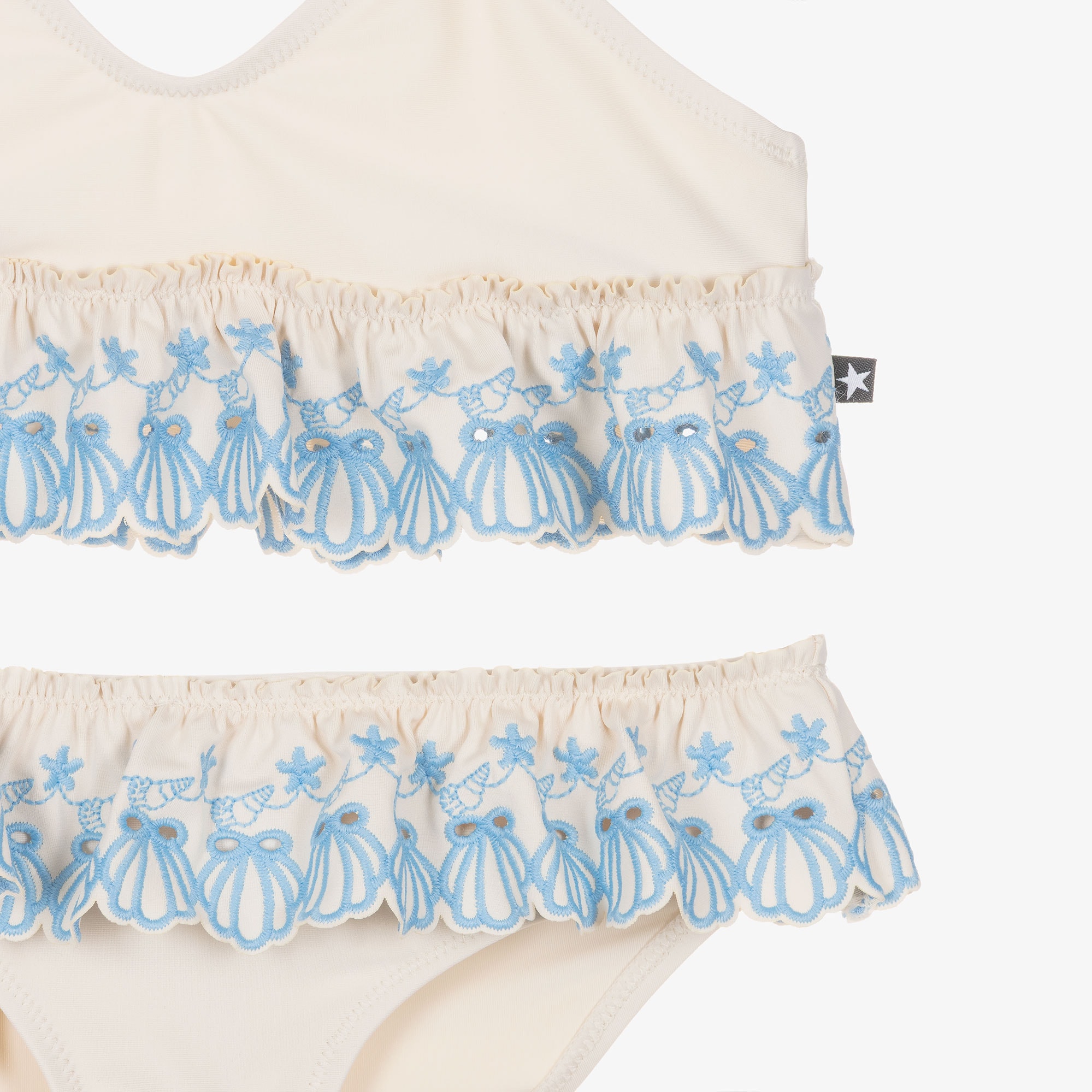 Girls Beige & Blue Ruffle Bikini (UPF50+) - View 4