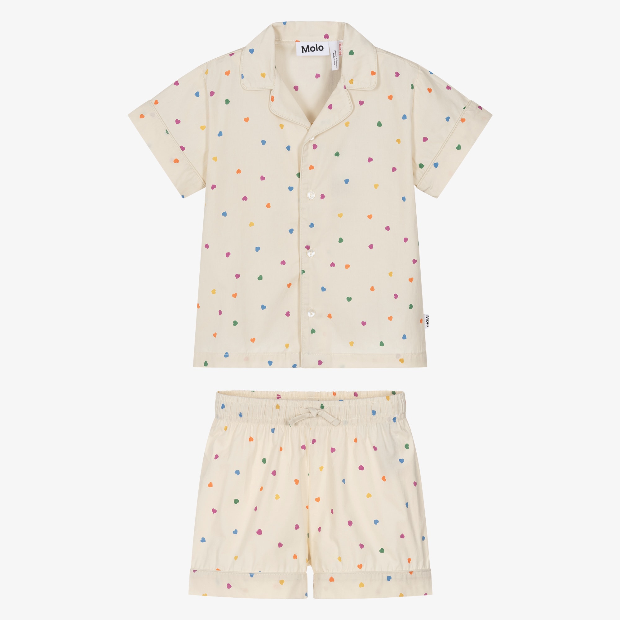 Girls Ivory Confetti Heart Short Pyjamas - View 3