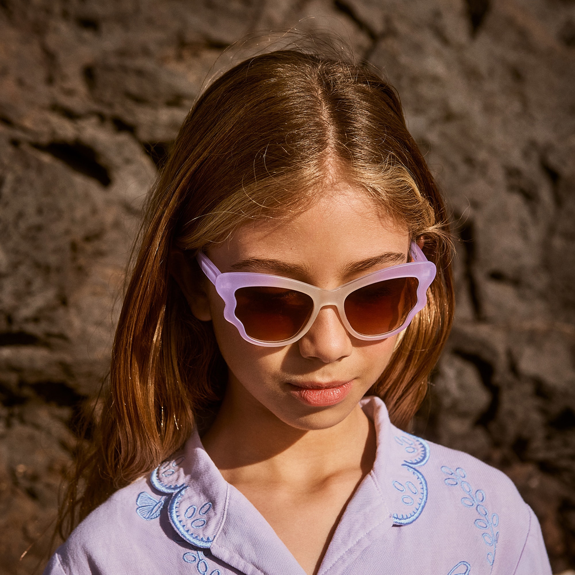 Girls Lilac Pink Butterfly Sunglasses (UVA/UVB) - View 2