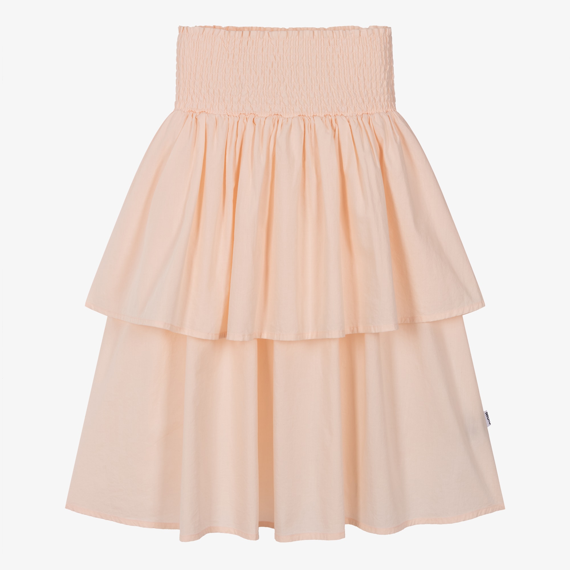 Girls Pale Pink Tiered Cotton Skirt - View 1