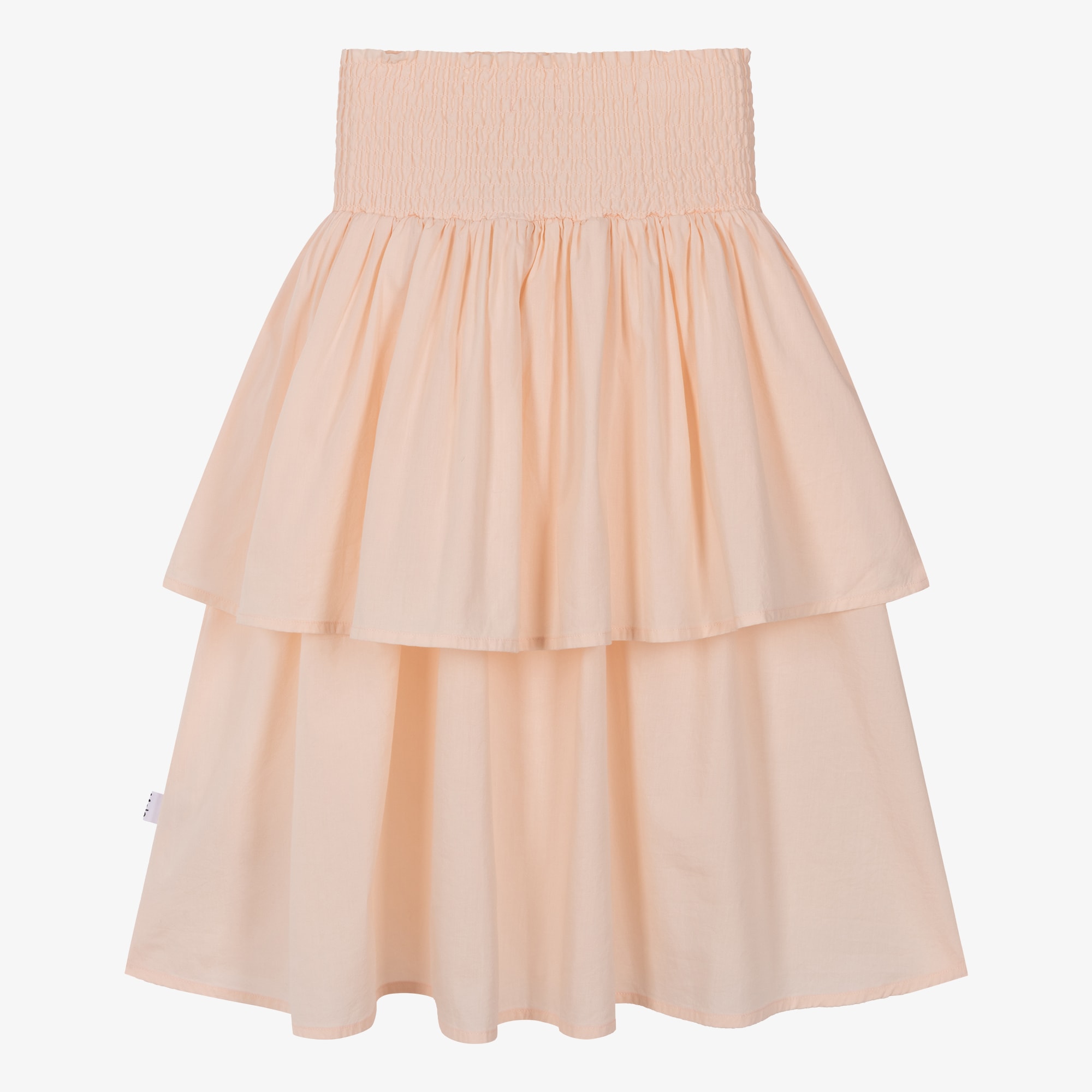 Girls Pale Pink Tiered Cotton Skirt - View 3