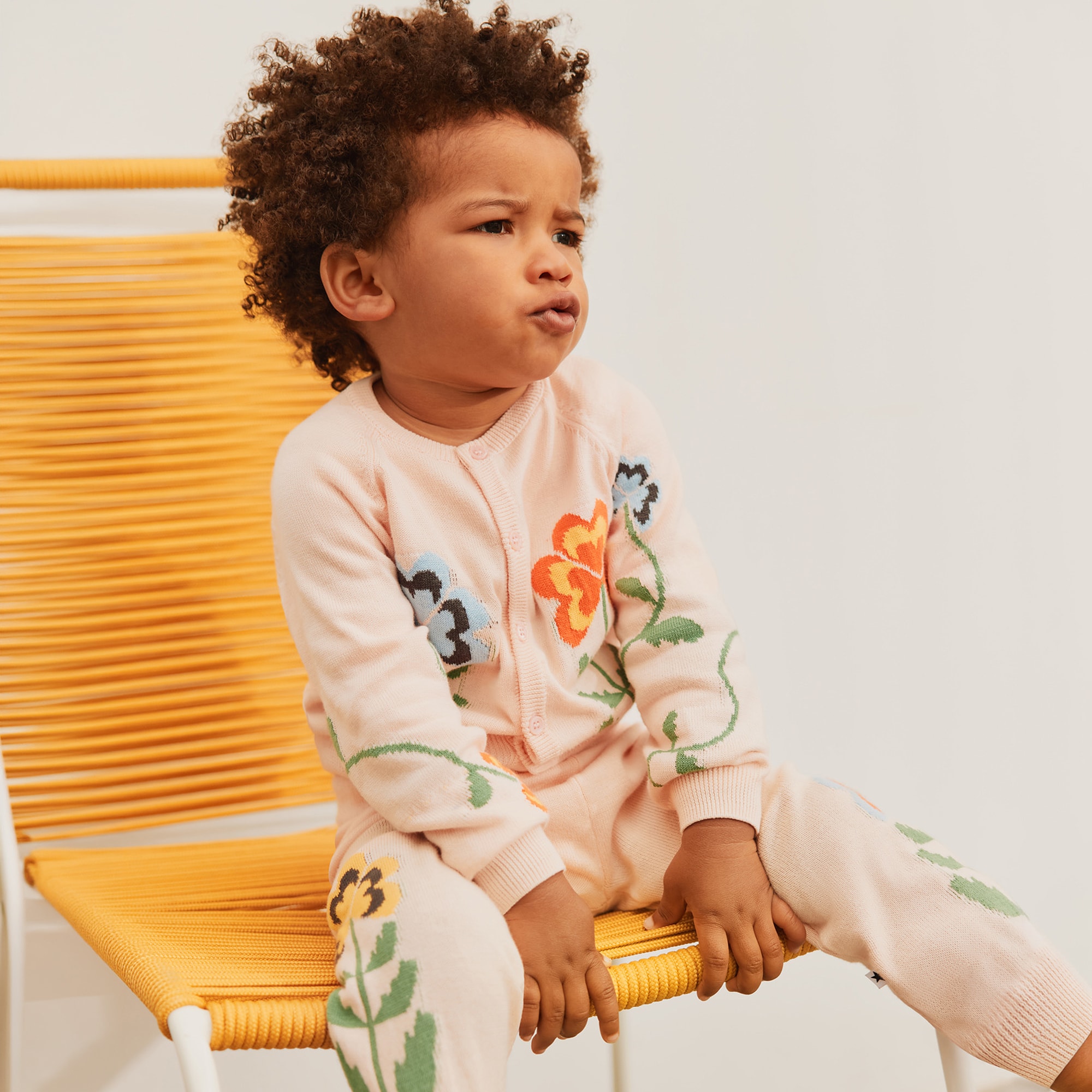 Girls Pink Organic Cotton Knit Flower Trousers - View 2
