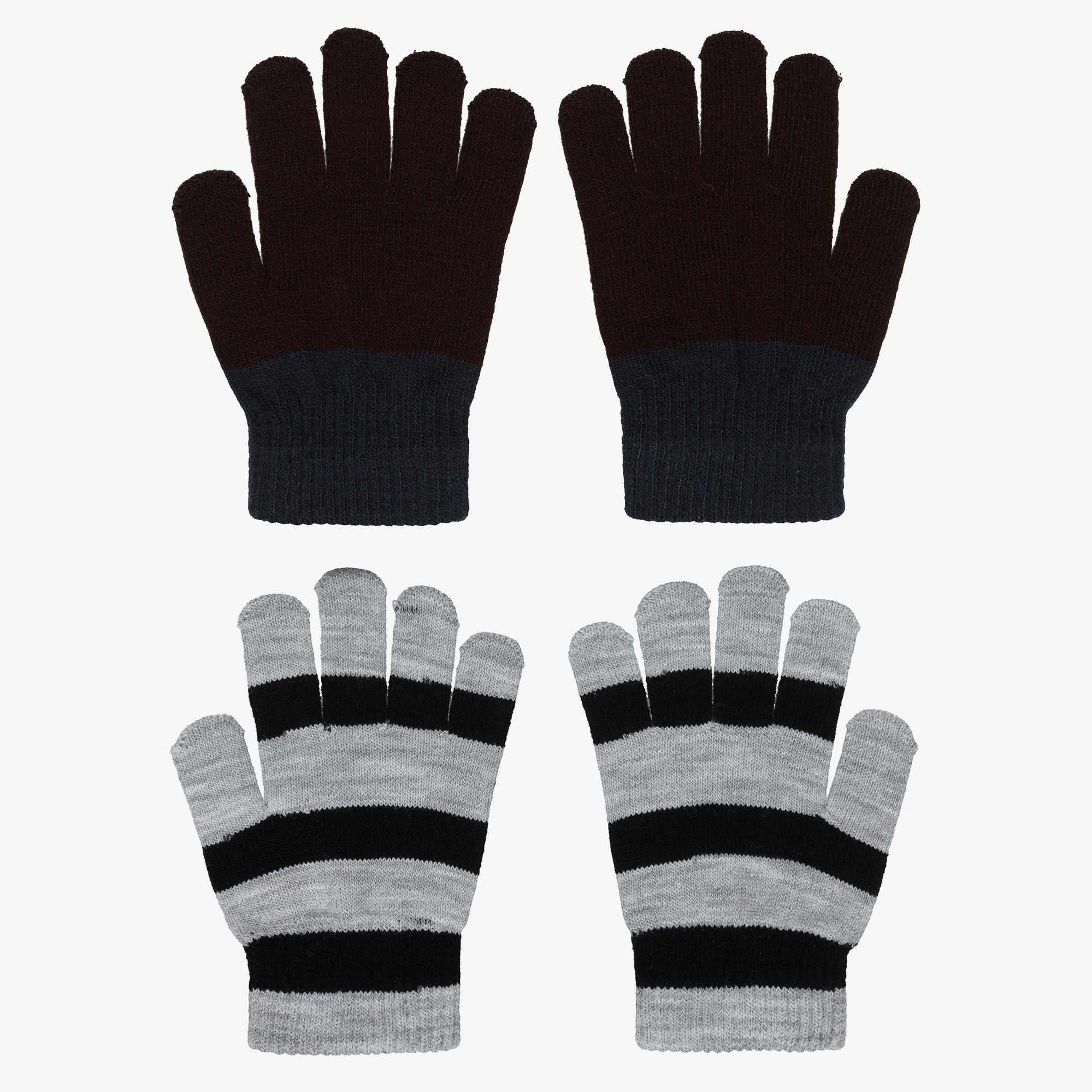 Green & Blue Stripe Knitted Gloves (2 Pack) - View 2