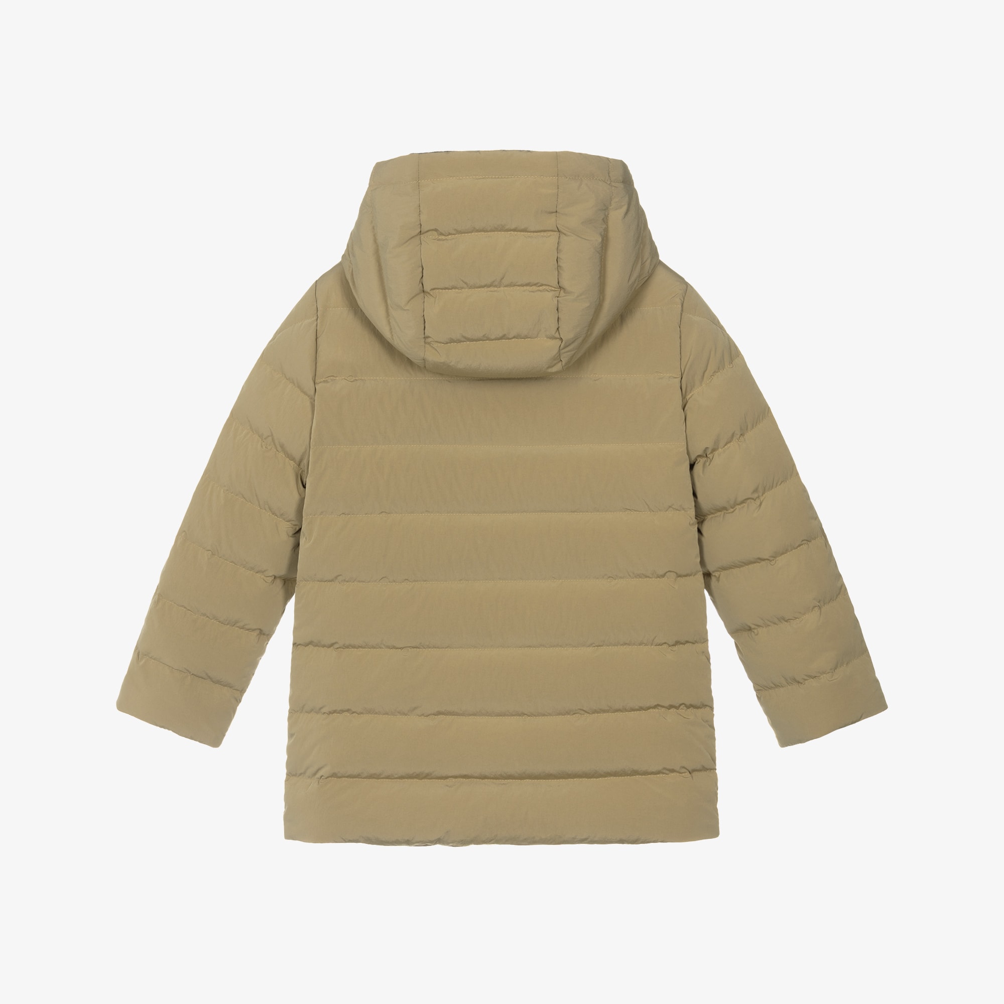 Boys Beige Burhan Hooded Puffer Coat - View 2