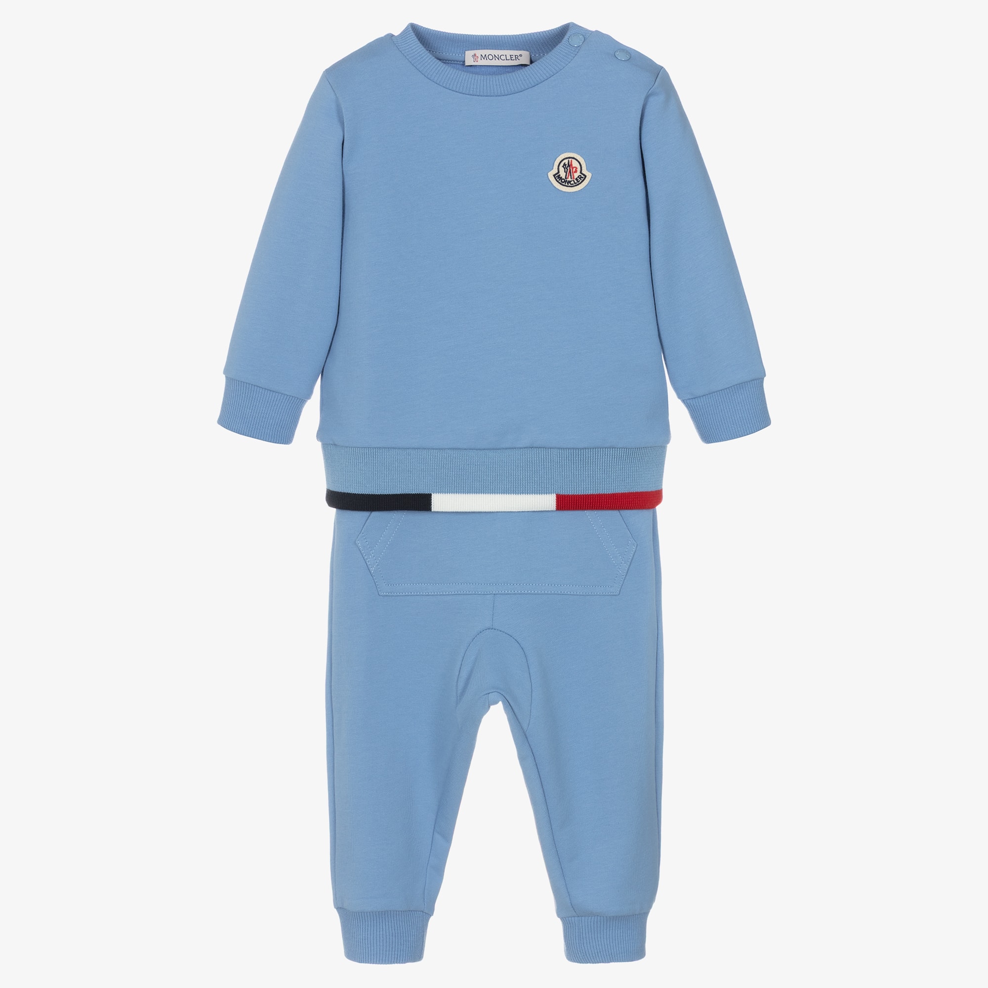 Boys Blue Cotton Tricolour Trim Tracksuit - View 1