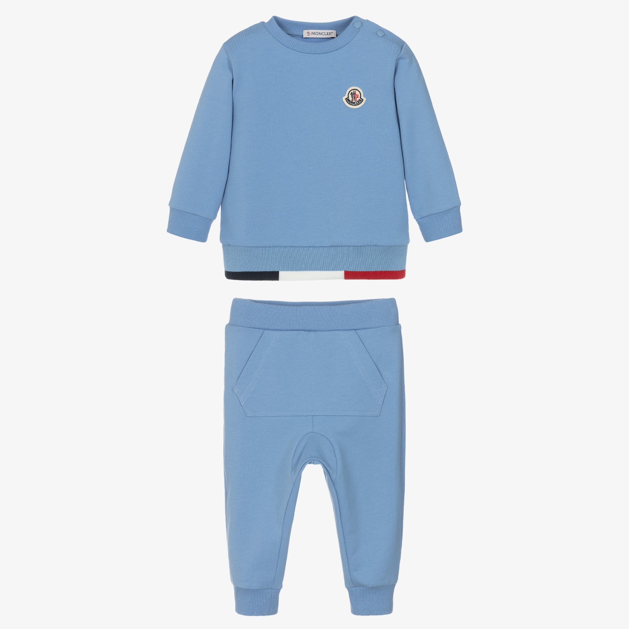 Boys Blue Cotton Tricolour Trim Tracksuit - View 2