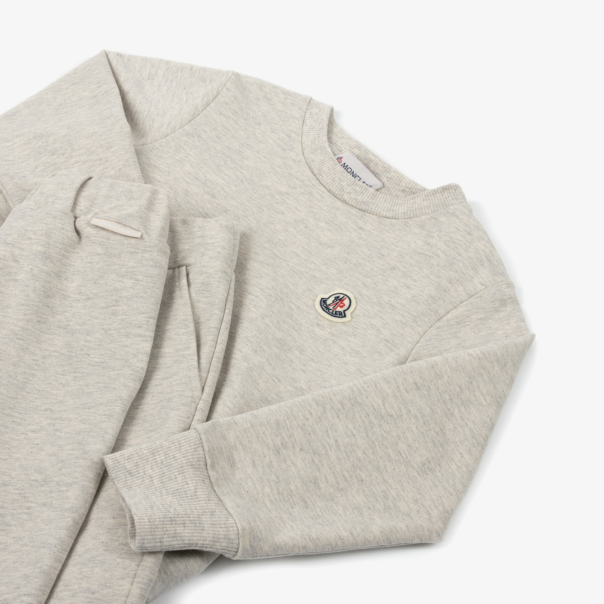 Boys Grey Marl Cotton Tracksuit with Tricolour Trim - View 5