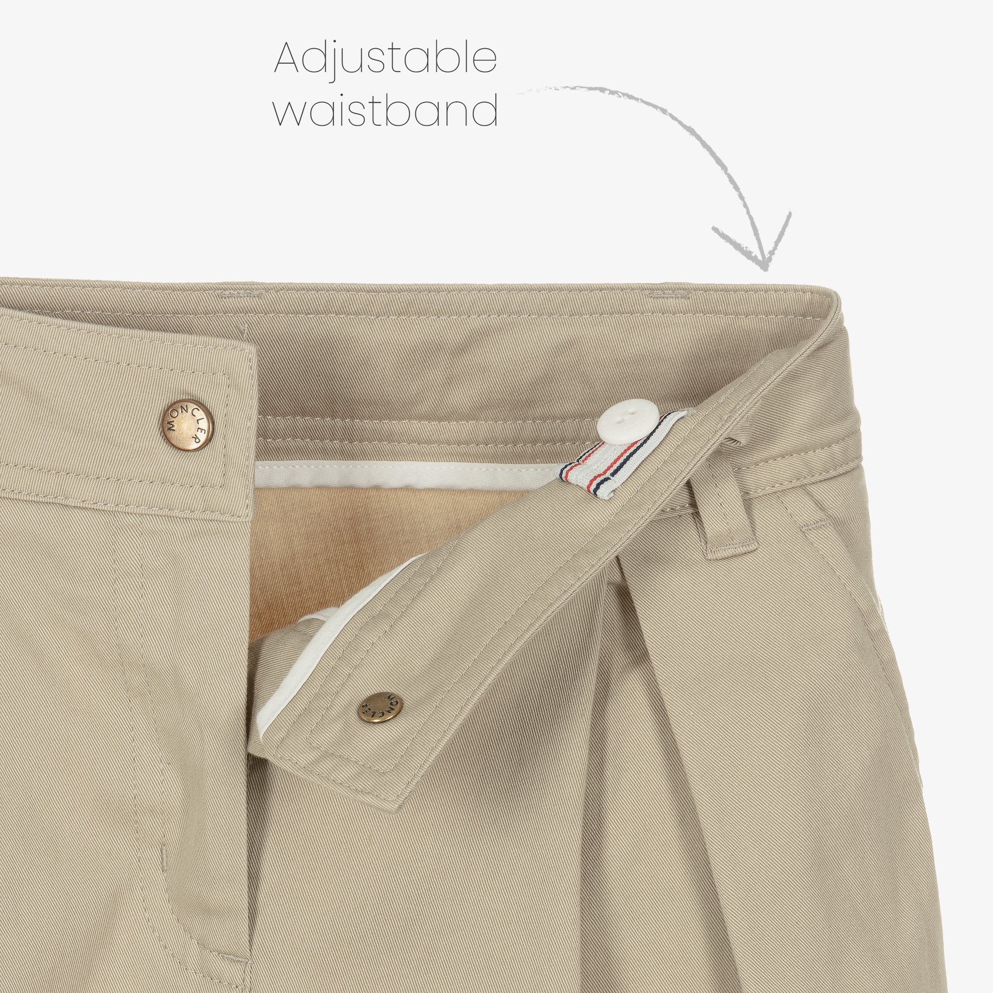 Girls Beige Cotton Twill Pleated Trousers - View 3