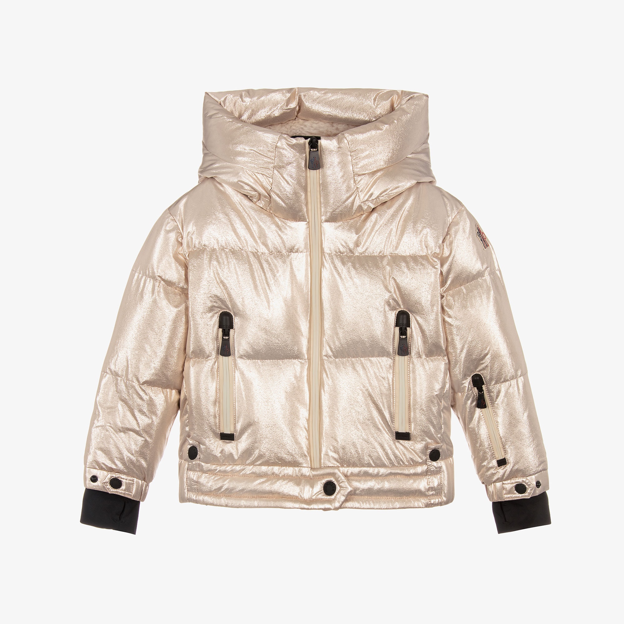 Girls Metallic Gold Violette Down Puffer Ski Jacket - View 1