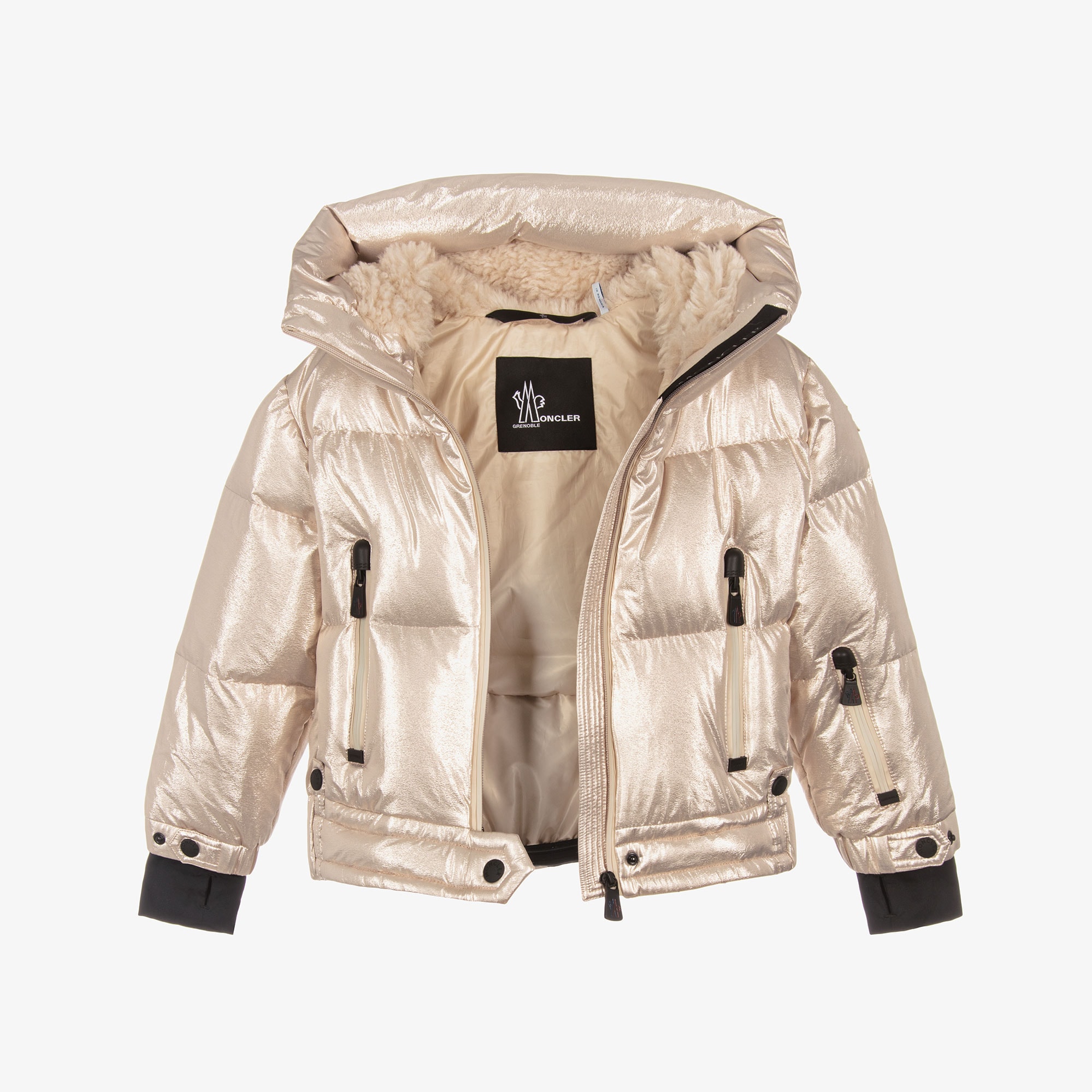 Girls Metallic Gold Violette Down Puffer Ski Jacket - View 4