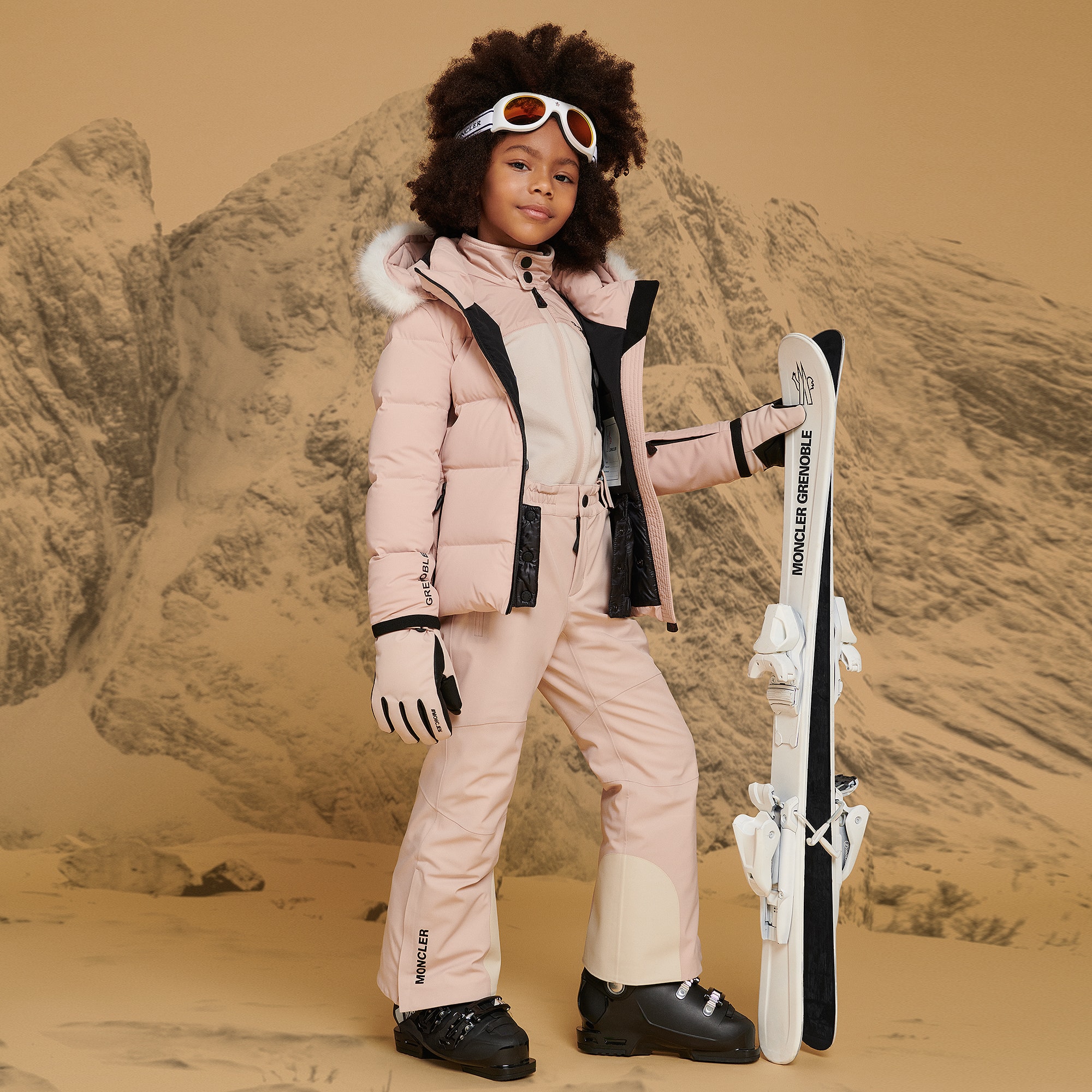 Pink Padded Ski Salopettes - View 2