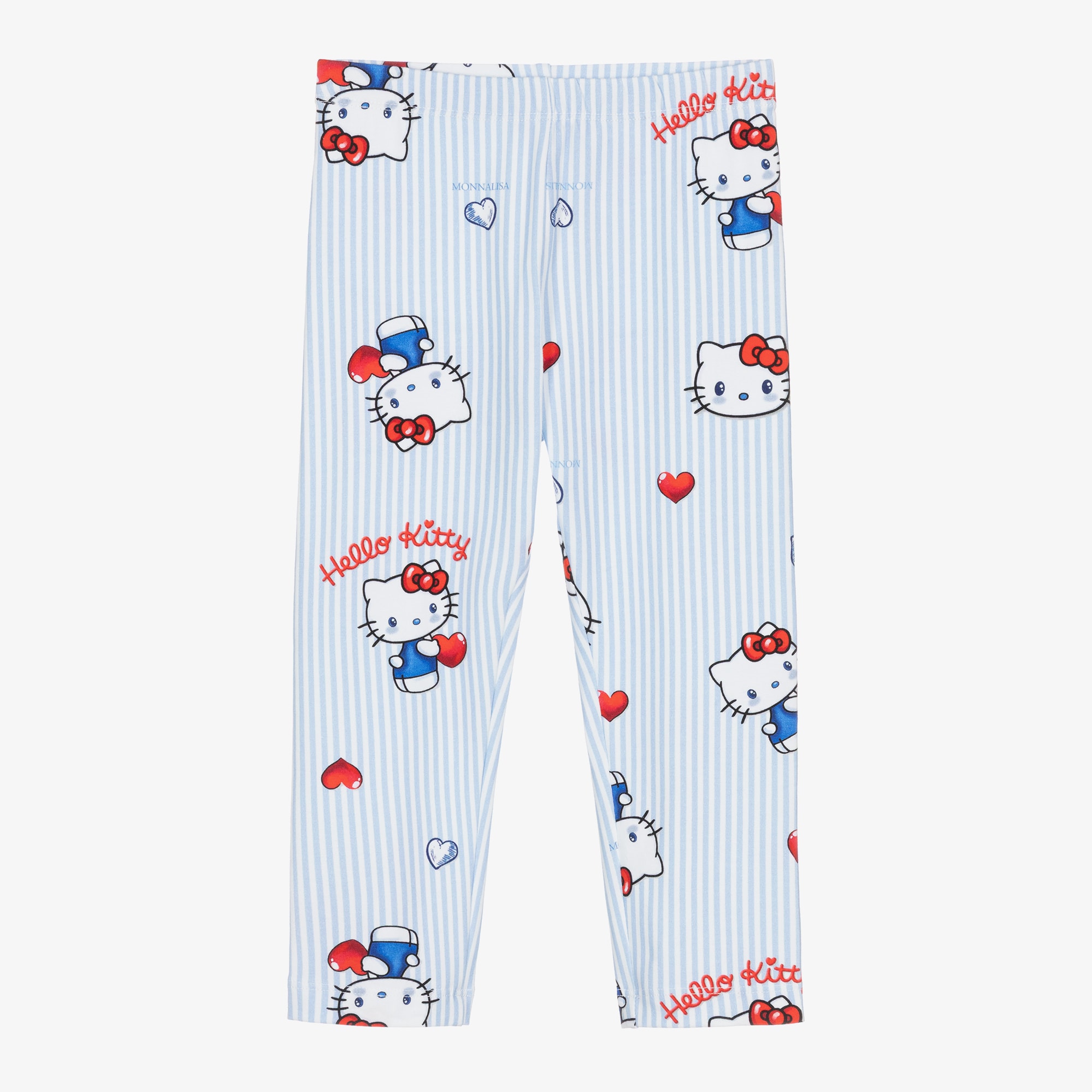 Girls Blue & White Stripe Hello Kitty Leggings - View 1