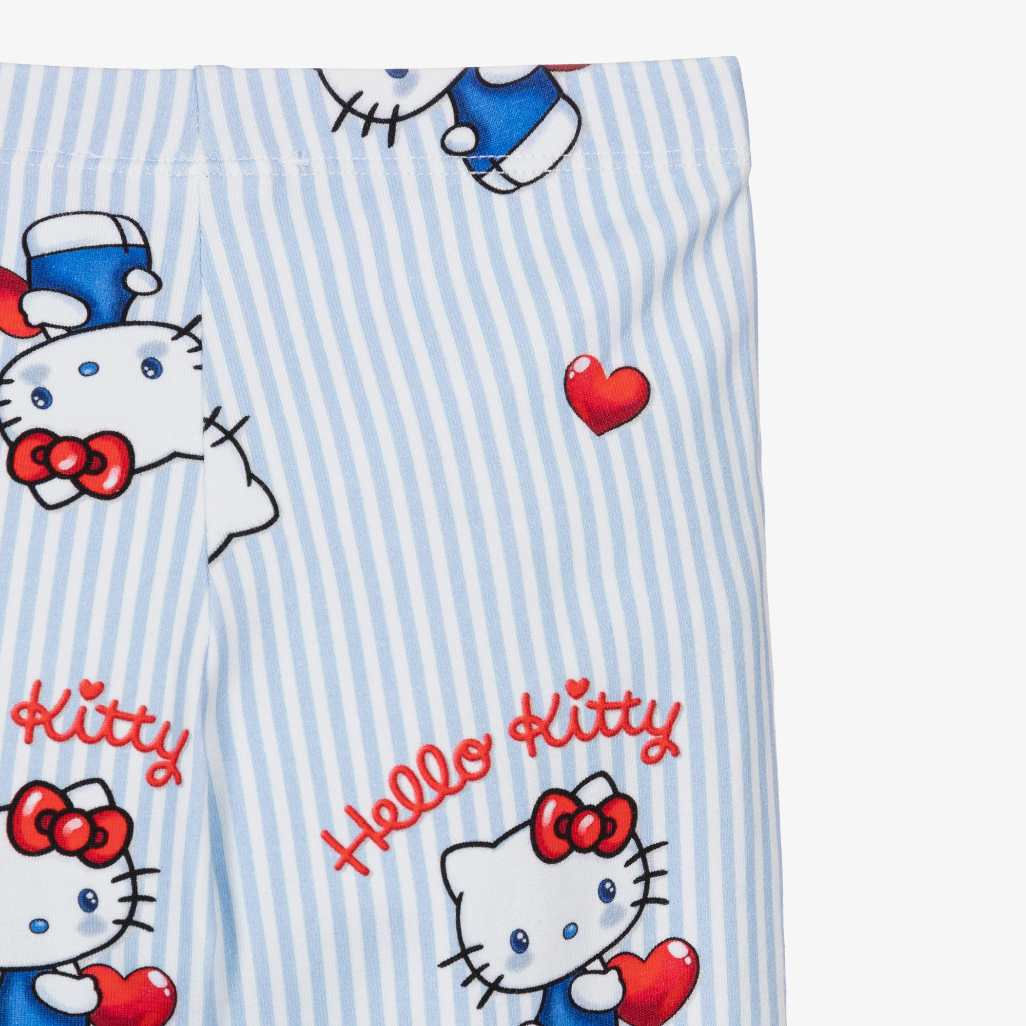 Girls Blue & White Stripe Hello Kitty Leggings - View 3
