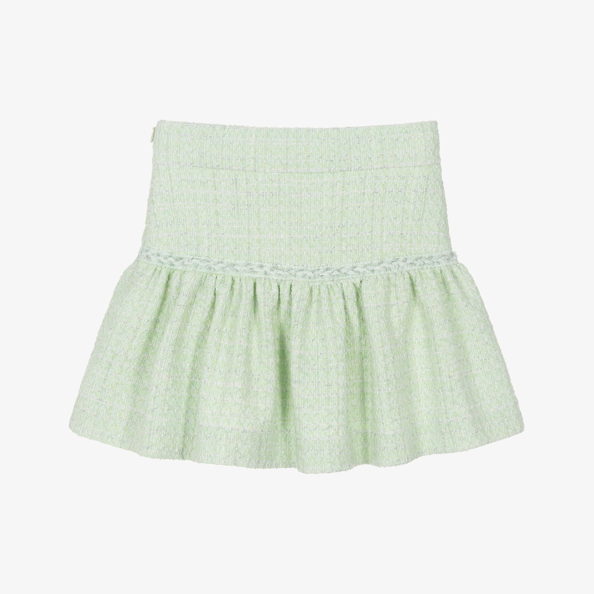 Girls Green & Silver Tweed Skirt - View 3