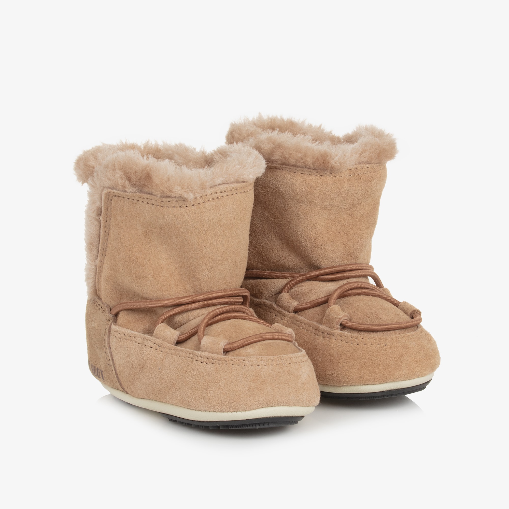Beige Suede Baby Moon Boots - View 1