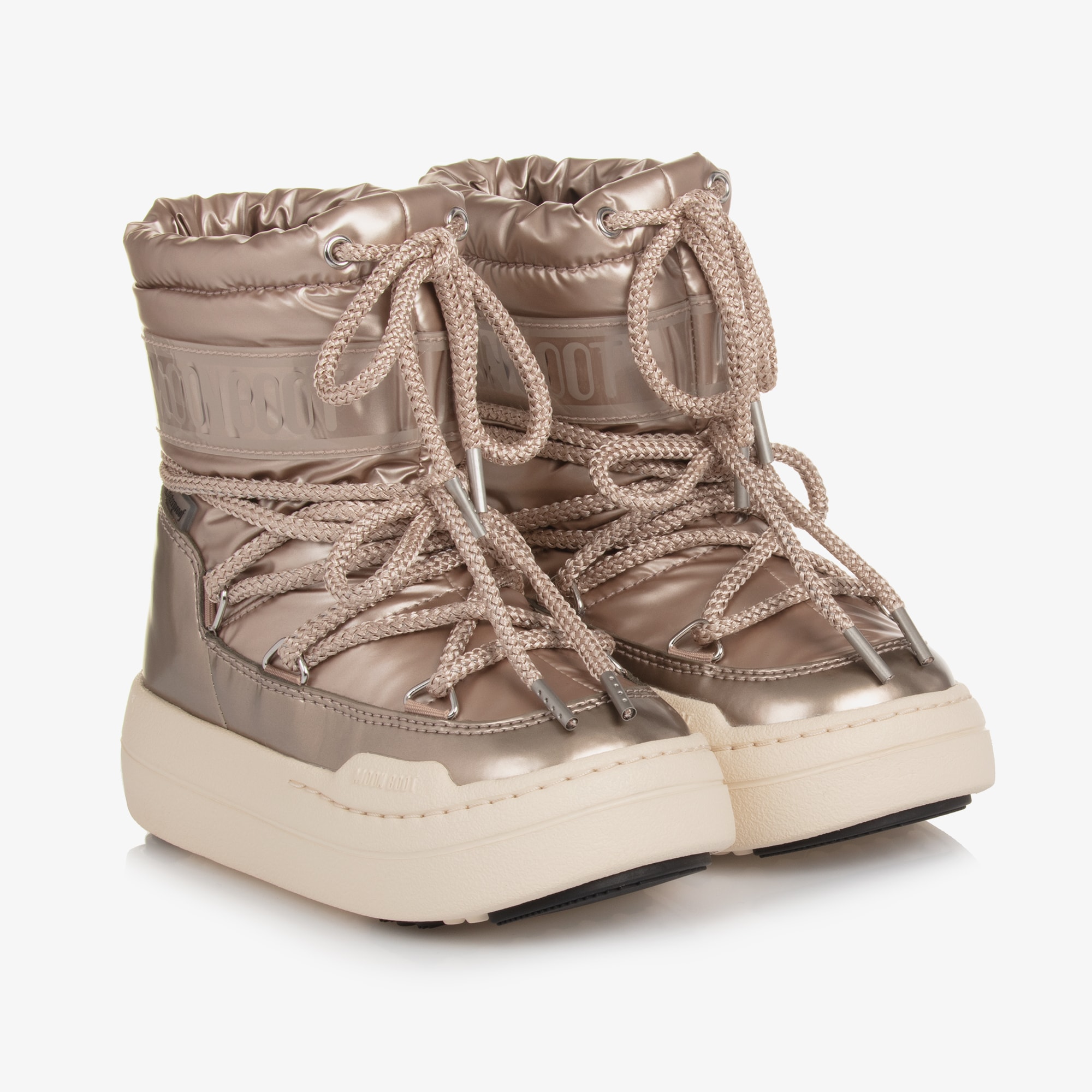 Rose Gold Lace-Up Boots - View 1